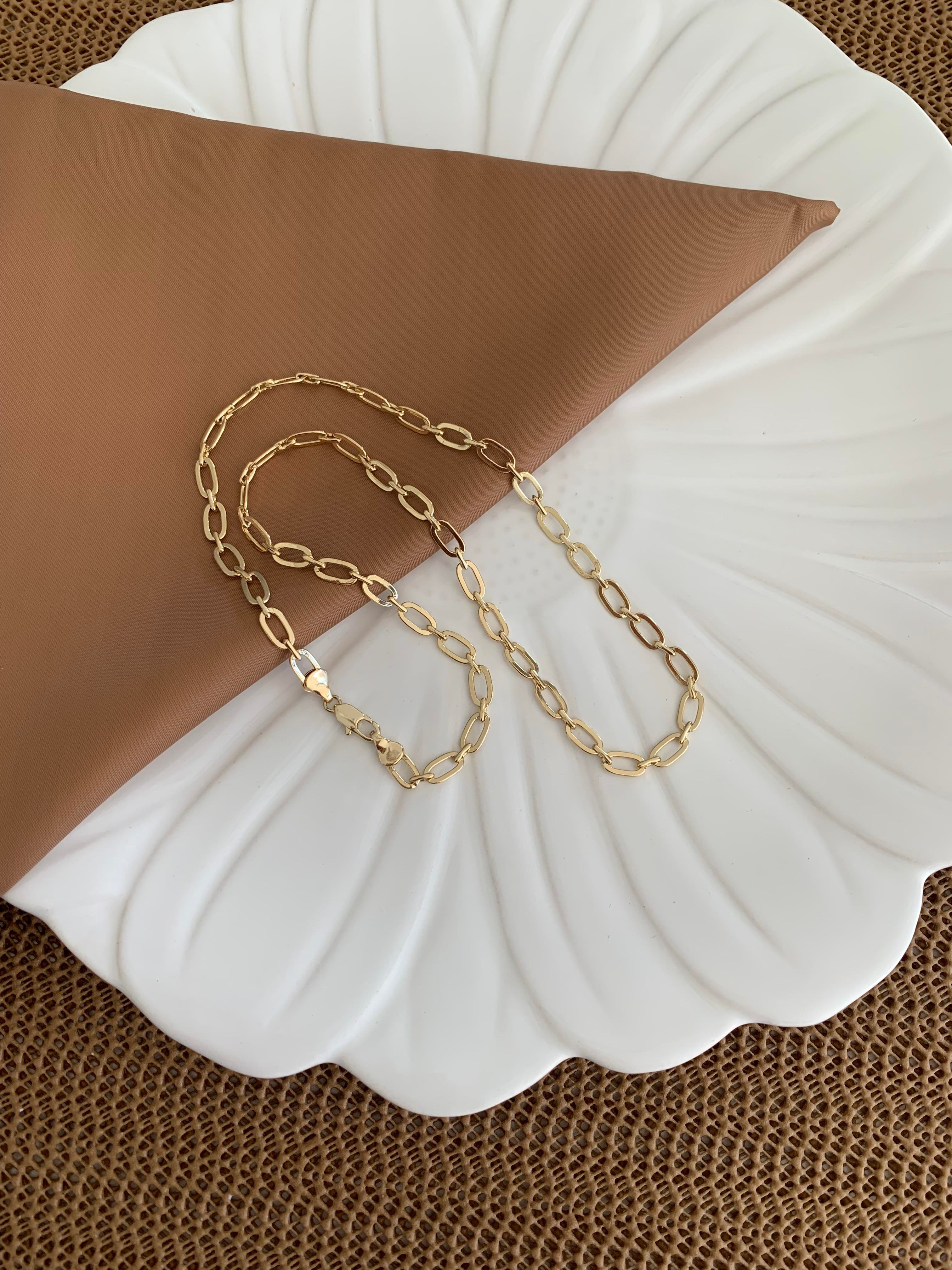 Vip Gold 50 Cm İç İçe Geçme Ataç Zincirli Kolye