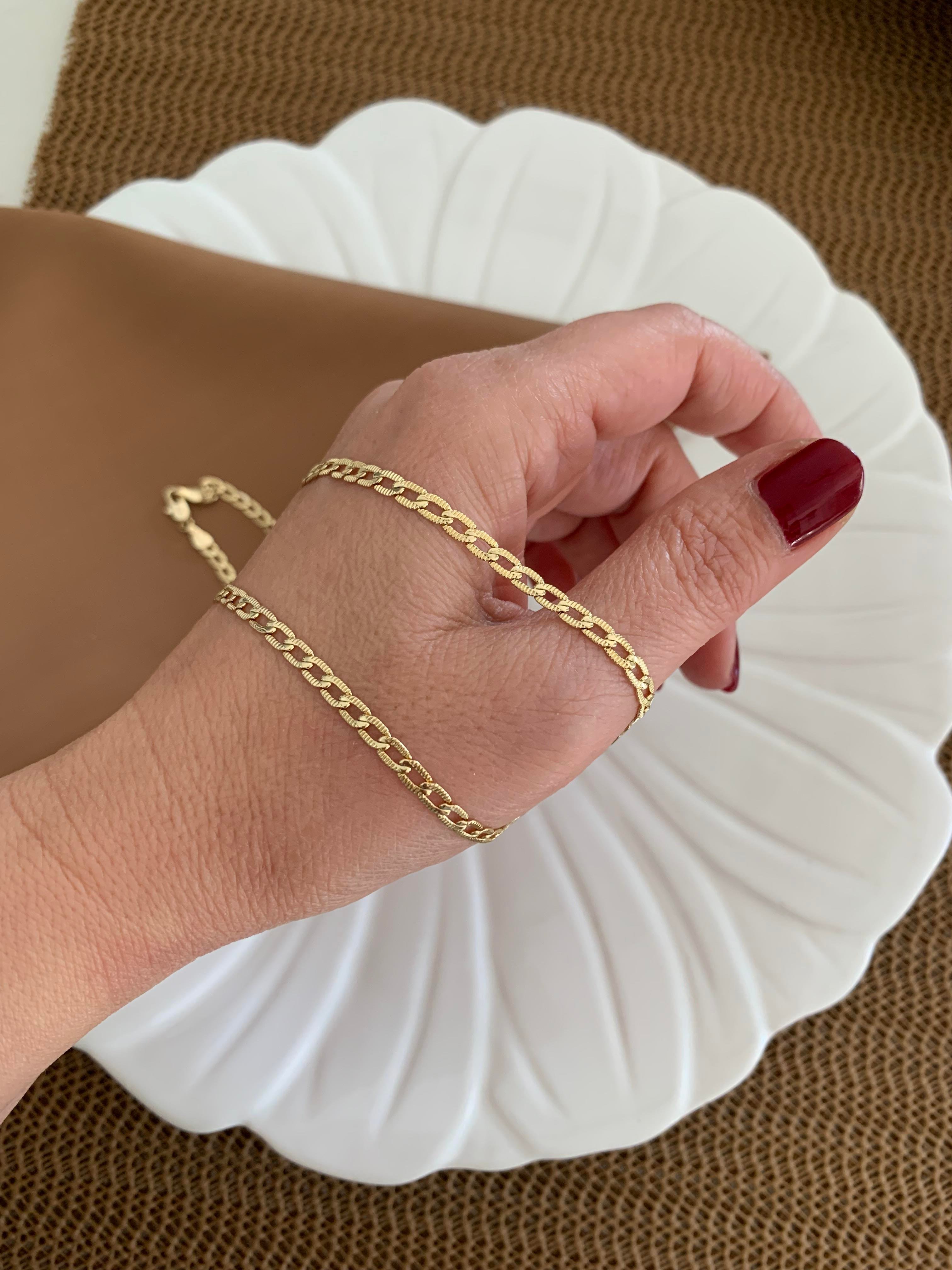 Vip Gold 55 Cm İnce Hasır Örgü Zincirli Kolye