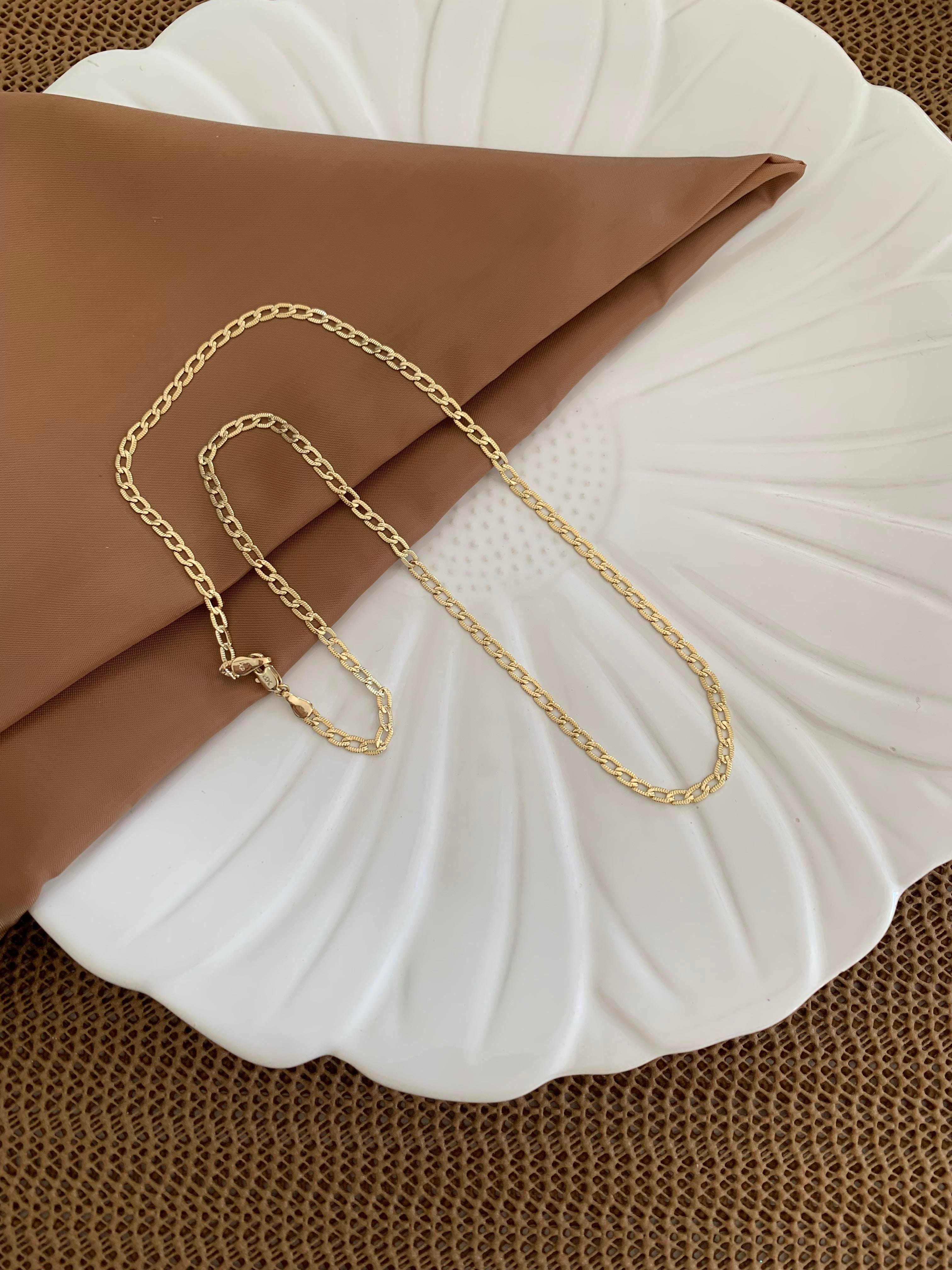 Vip Gold 55 Cm İnce Hasır Örgü Zincirli Kolye