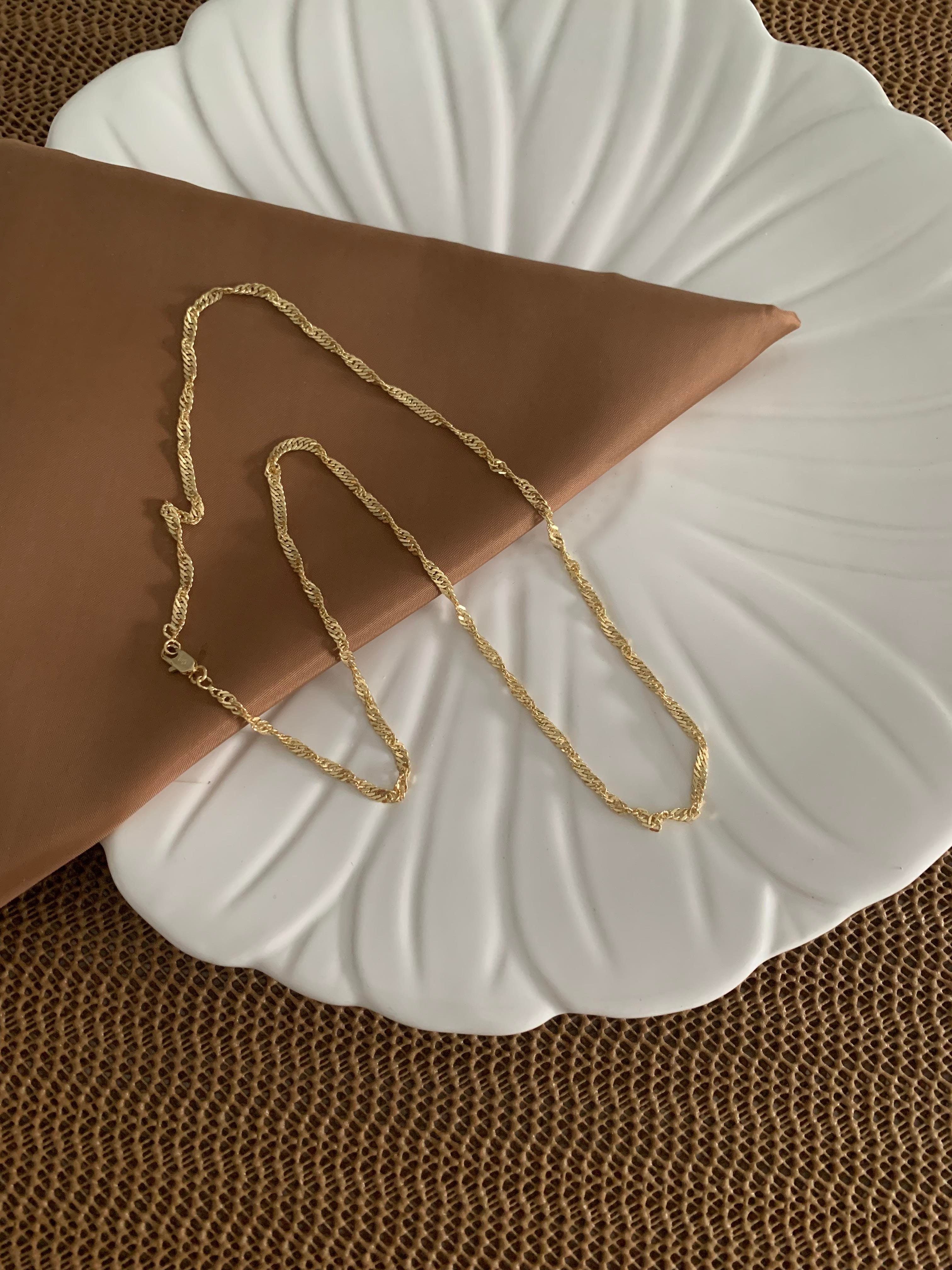 Vip Gold 58 Cm Pırıltılı Seyrek Burgu Zincir Kolye