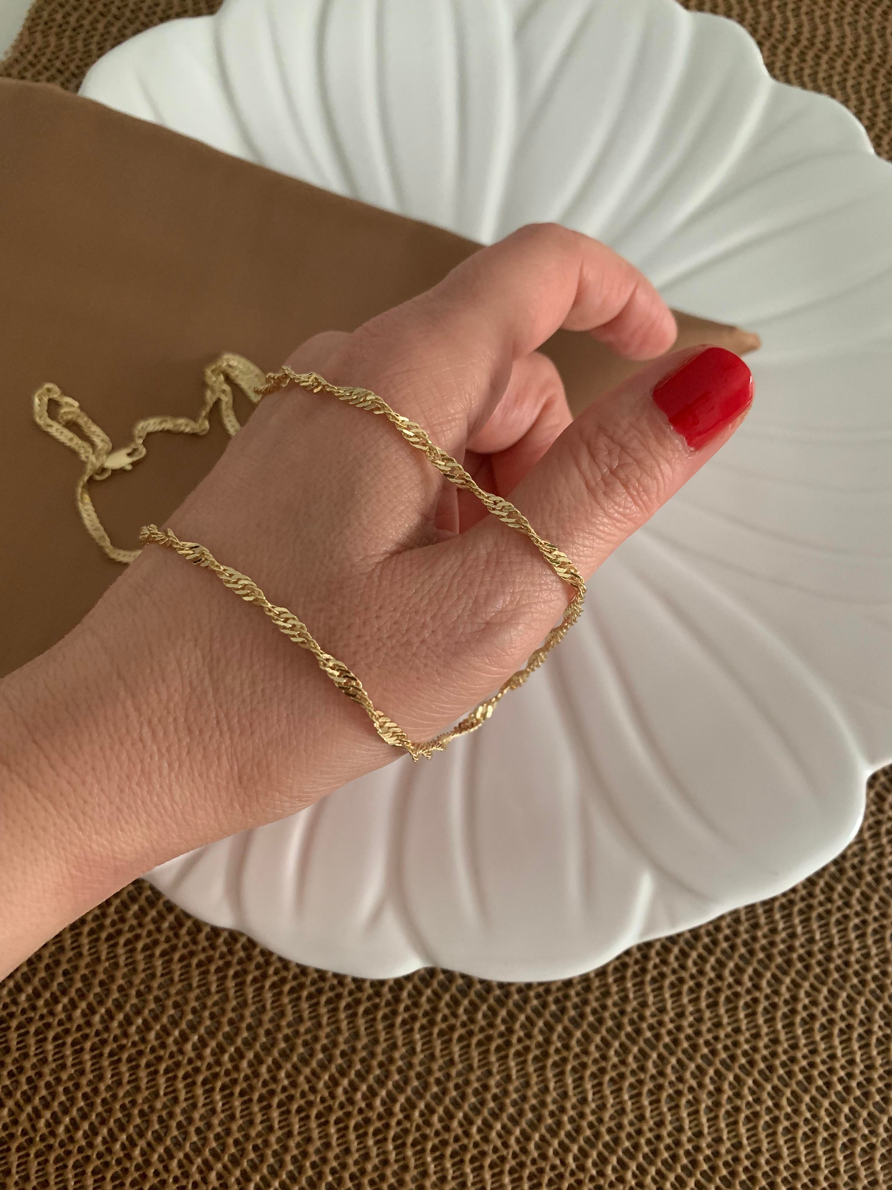 Vip Gold 58 Cm Pırıltılı Seyrek Burgu Zincir Kolye
