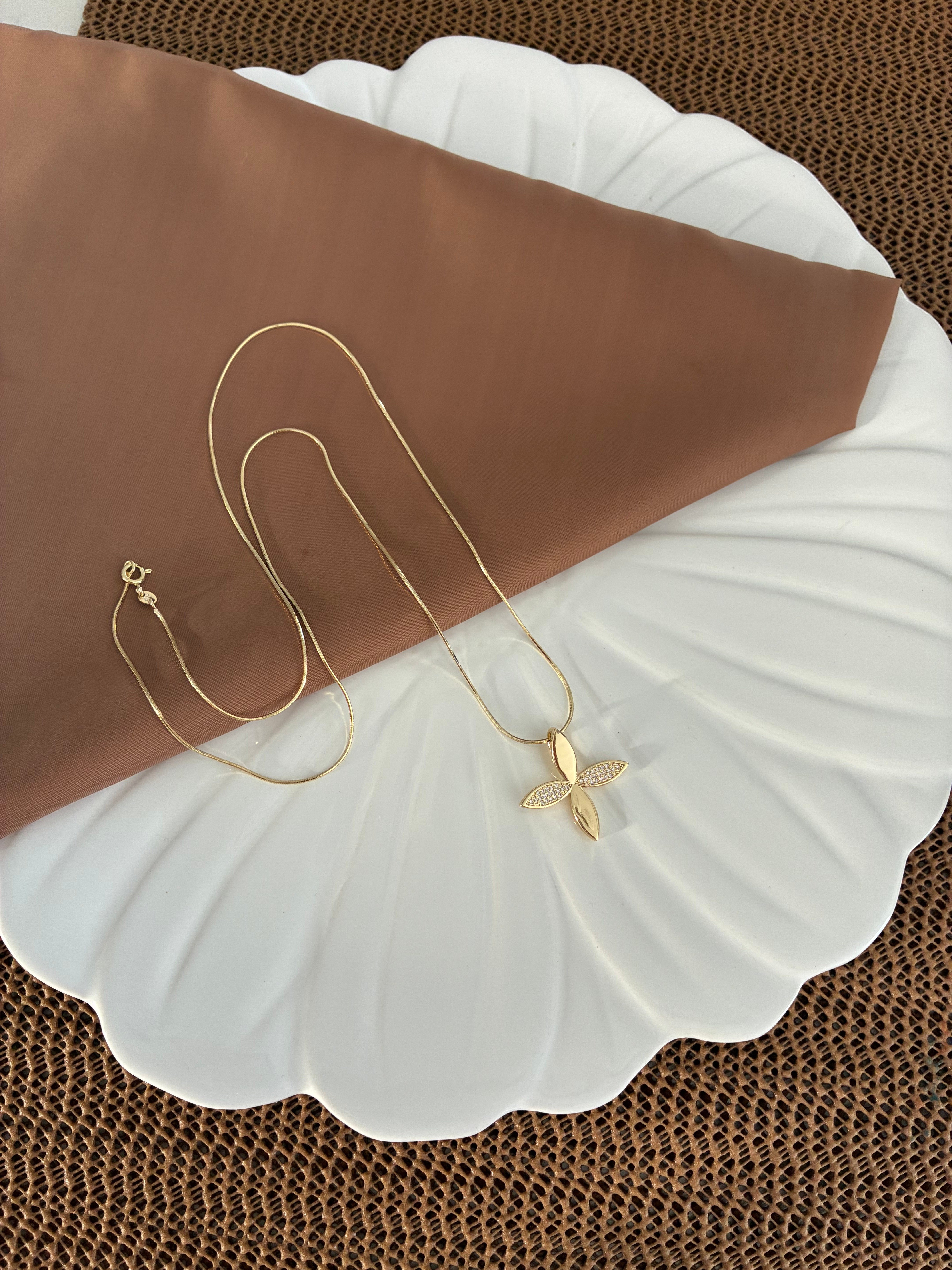 Vip Gold 60 Cm İtalyan Zincir Zirkon Taşlı Çiçek Kolye