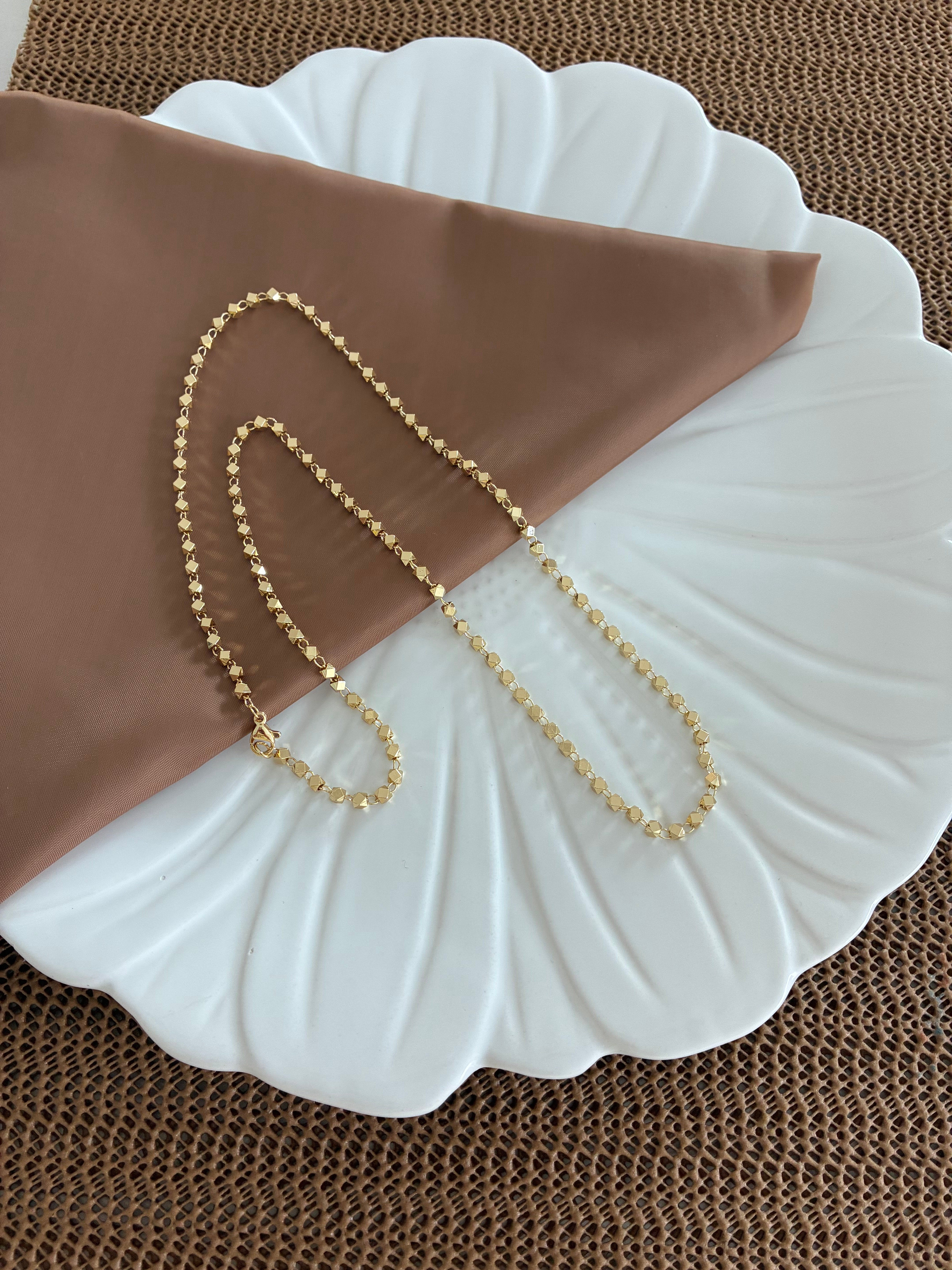 Vip Gold 60 Cm Küp Sıralı Kolye