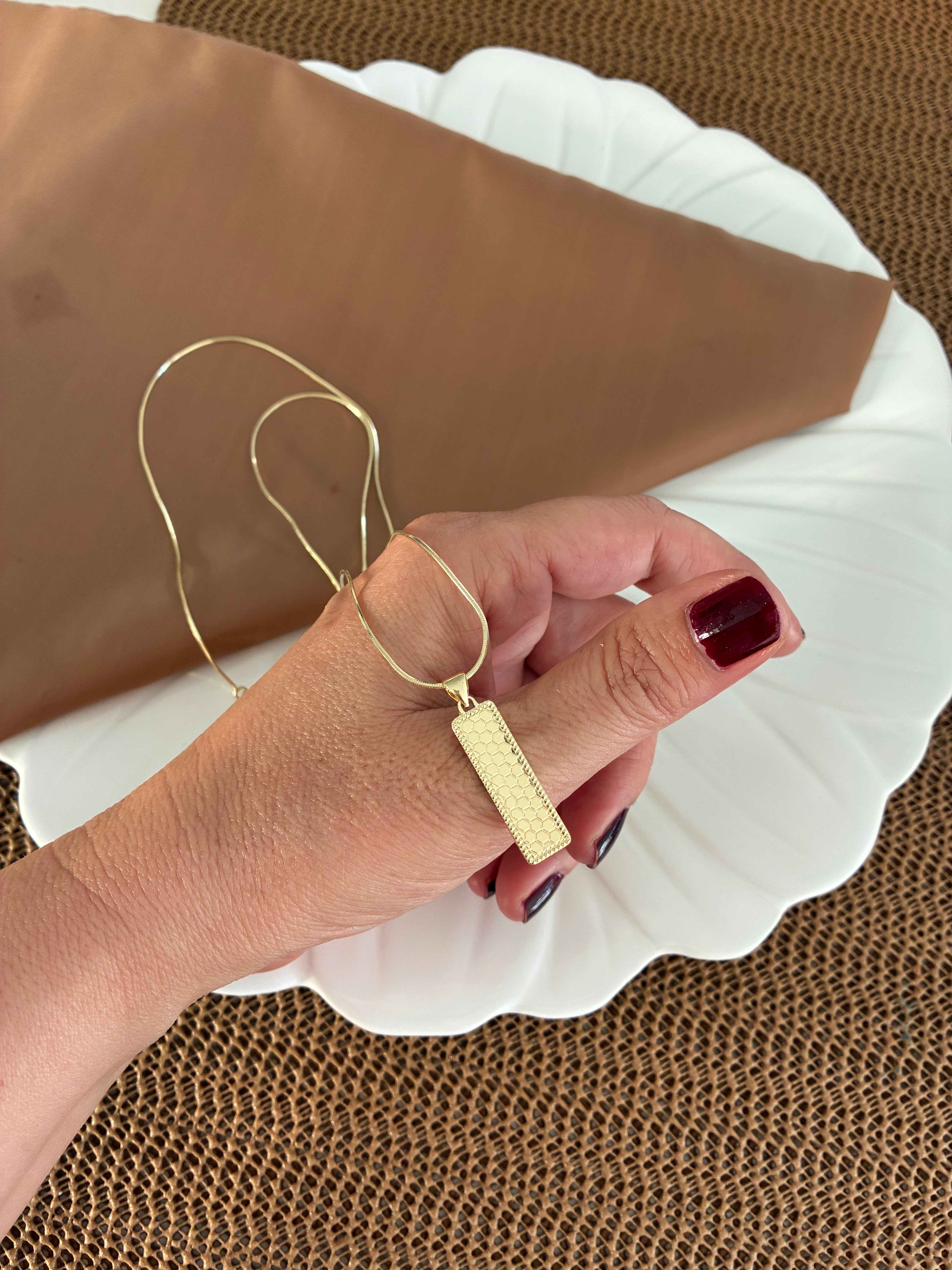 Vip Gold 60 Cm Petek Dokulu Külçe Altın Detaylı Kolye