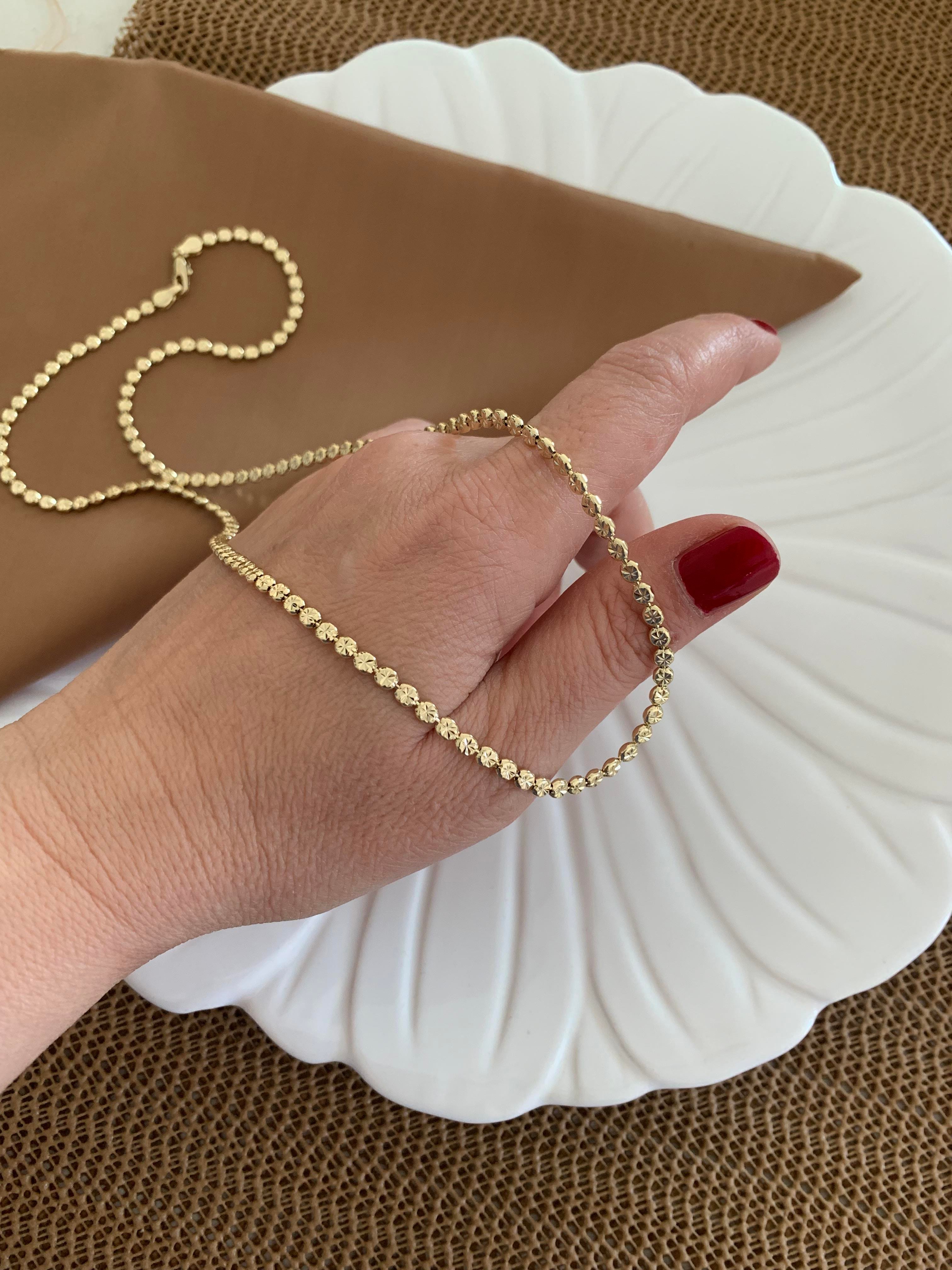 Vip Gold 60 Cm Pırıltı İşlemeli Ezme Zincirli Kolye