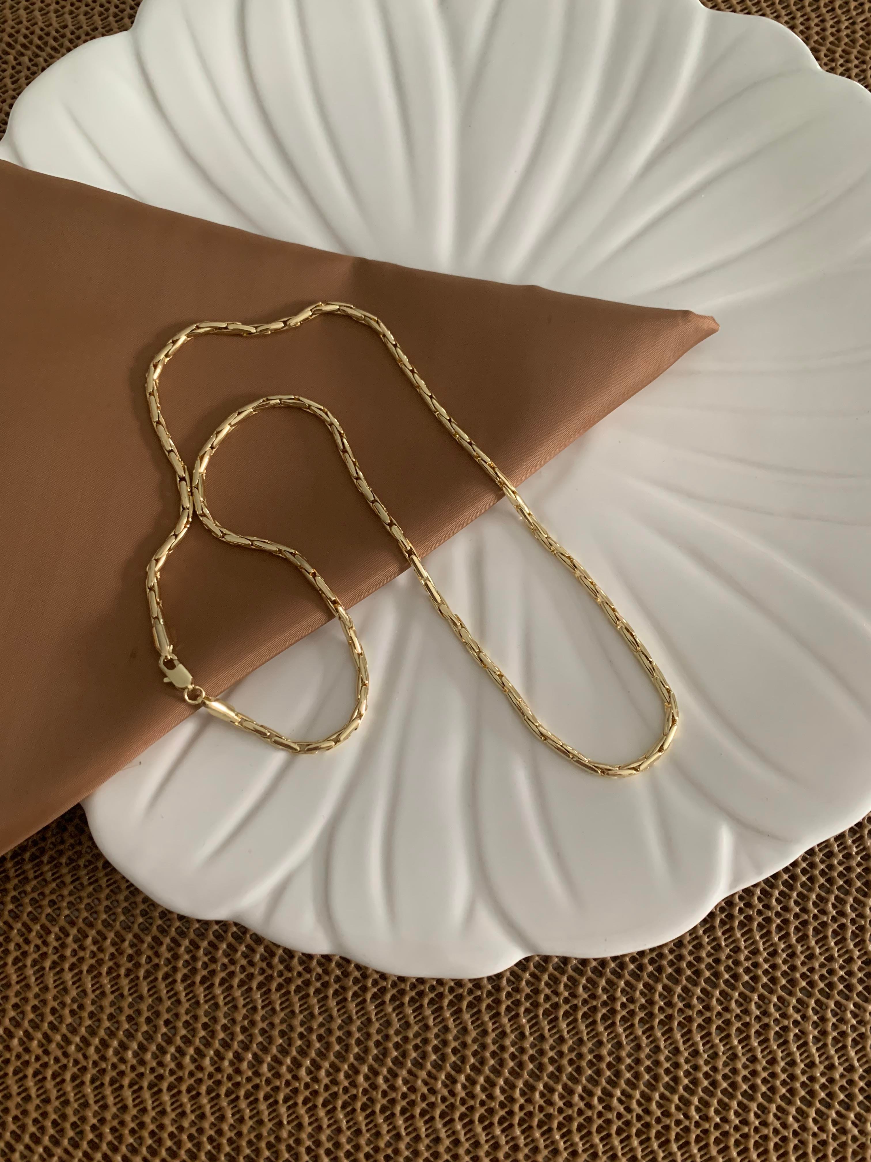 Vip Gold 60 Cm Pırıltılı Boru Çubuk Sıralı Kolye