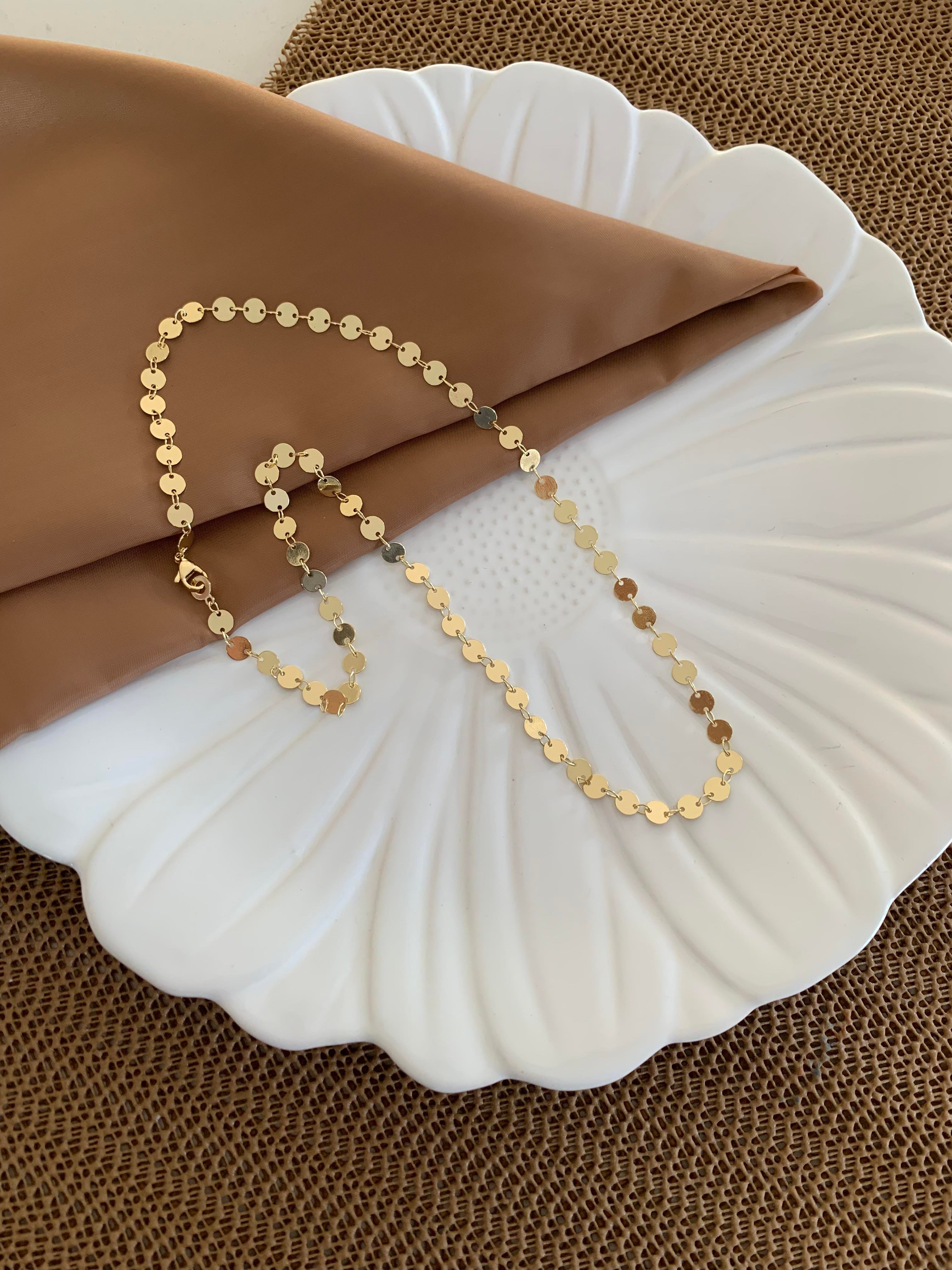 Vip Gold 60 Cm Pırıltılı Pul Kolye