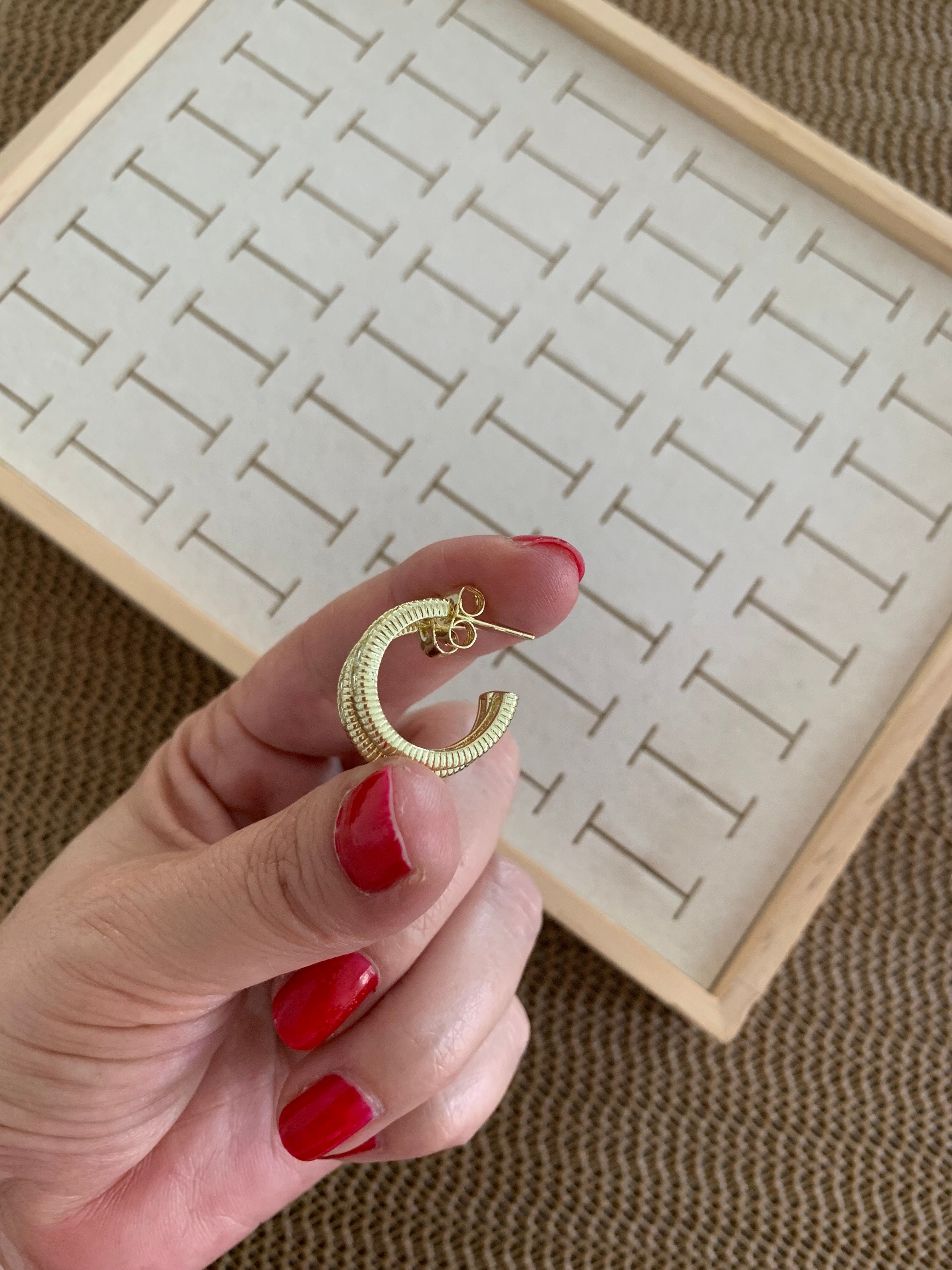 Vip Gold Baget Taşlı Ay Küpe