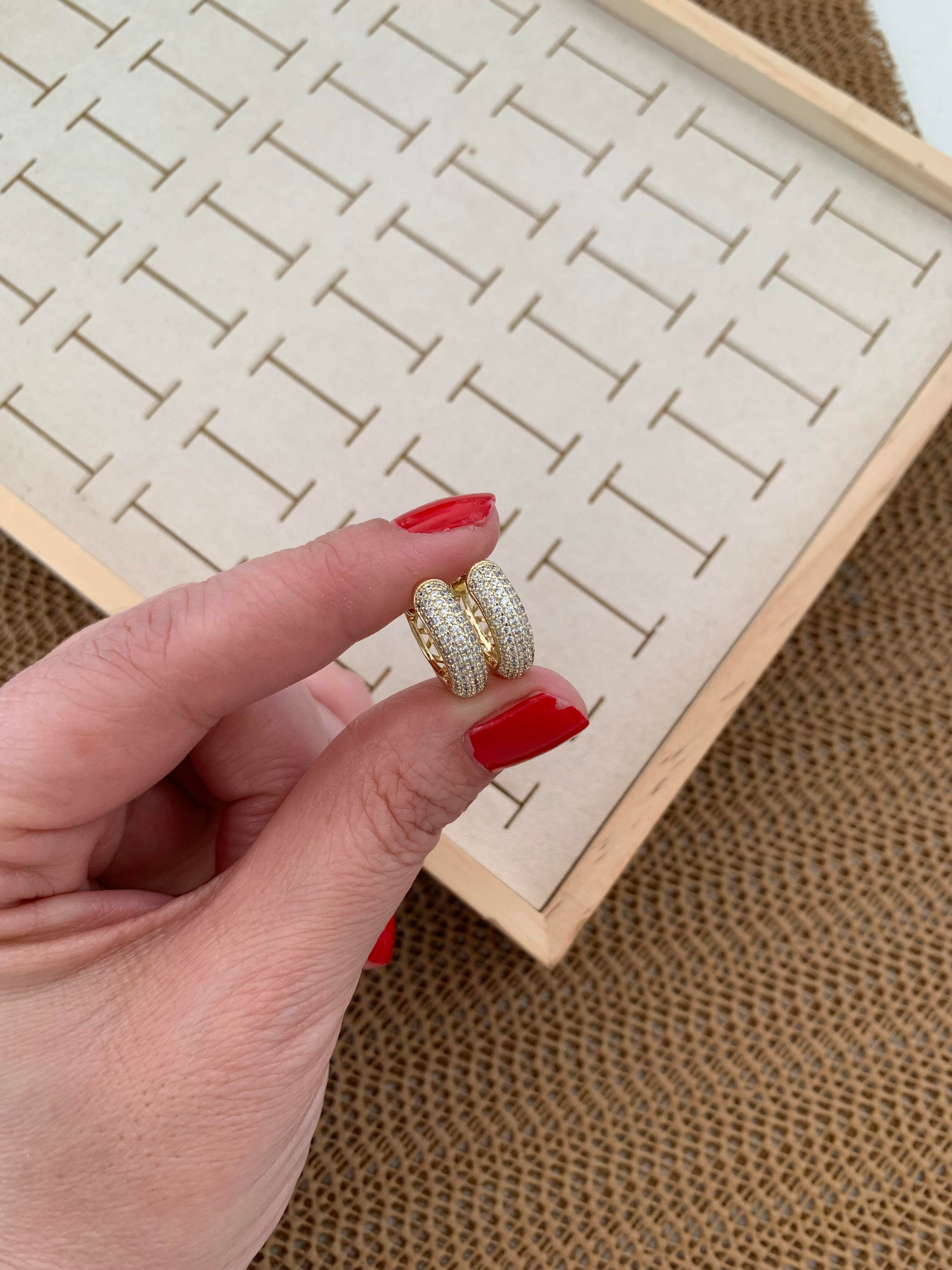 Vip Gold Beş Sıra Zirkon Taşlı Su Yolu Mini Halka Küpe