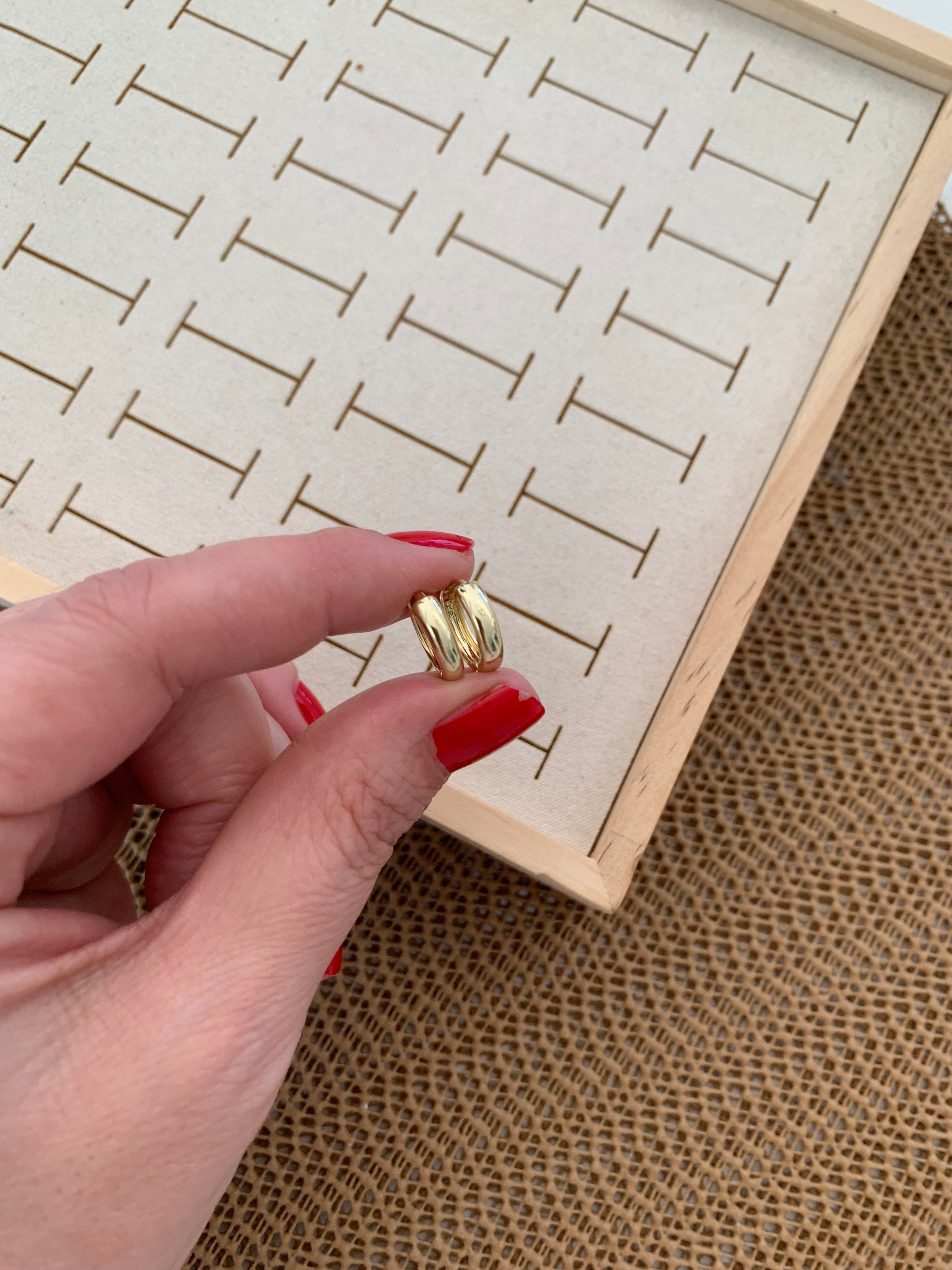 Vip Gold Düz Bombeli Mini Halka Küpe