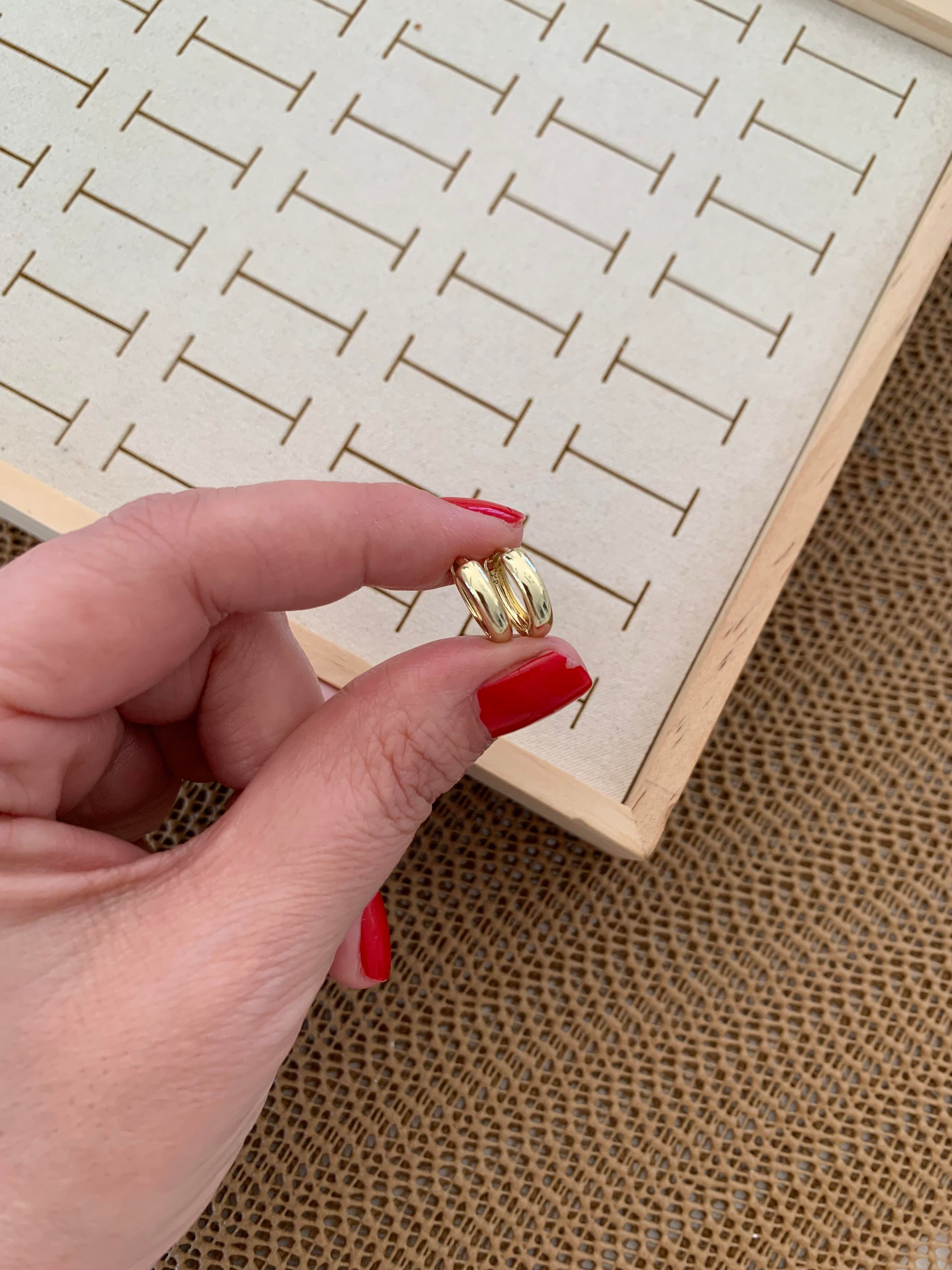 Vip Gold Düz Bombeli Mini Halka Küpe