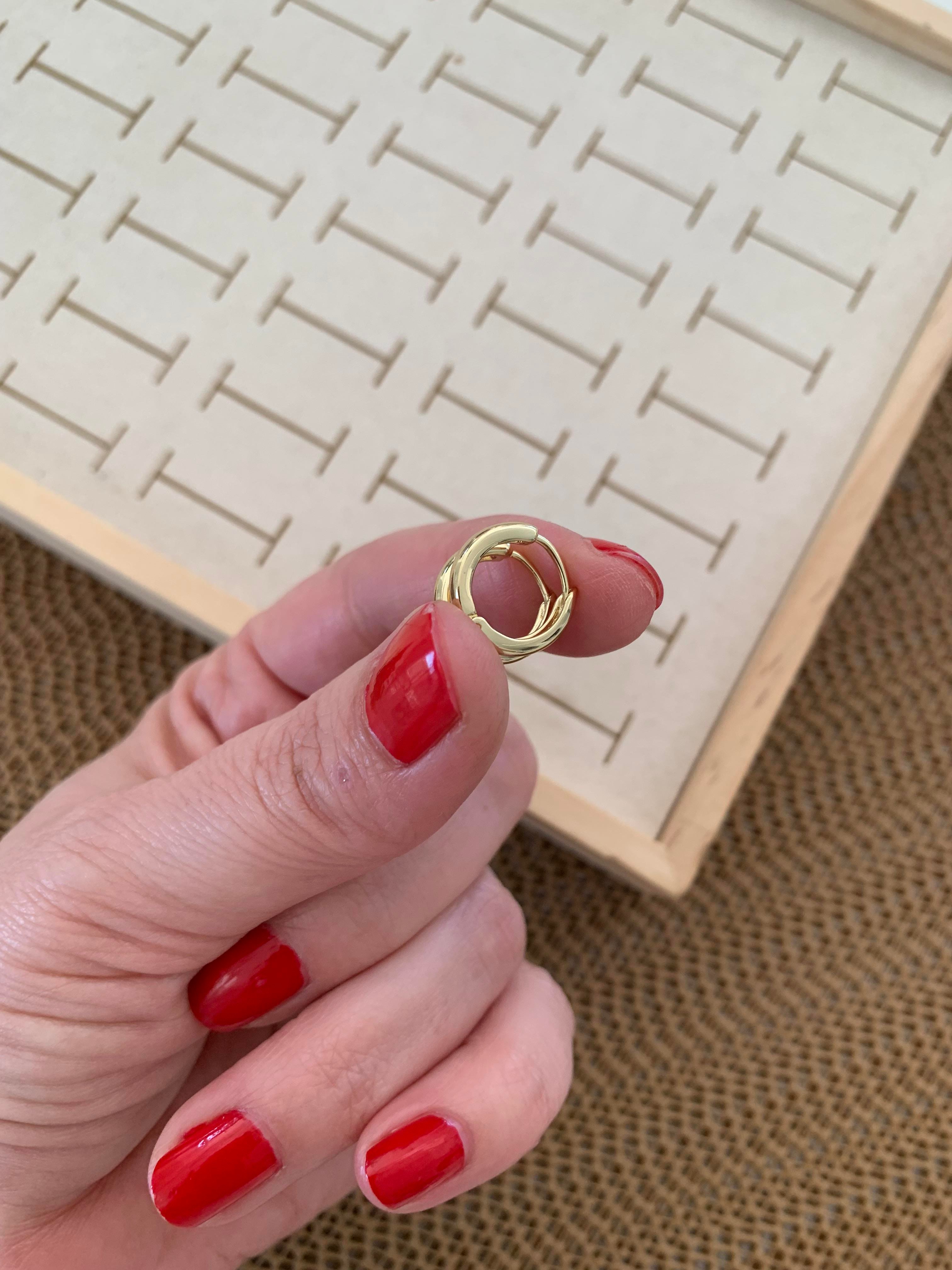 Vip Gold Düz Bombeli Mini Halka Küpe