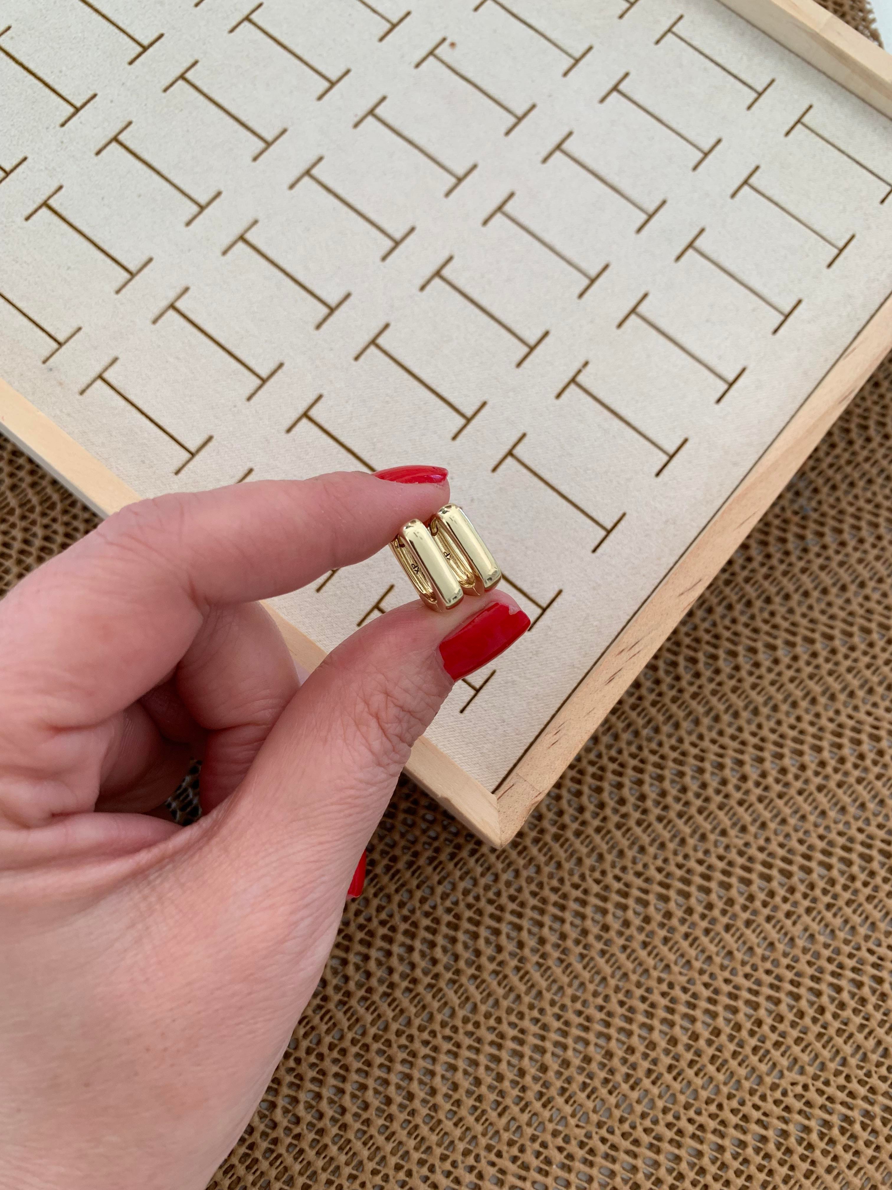 Vip Gold Düz Plaka Mini Kare Küpe