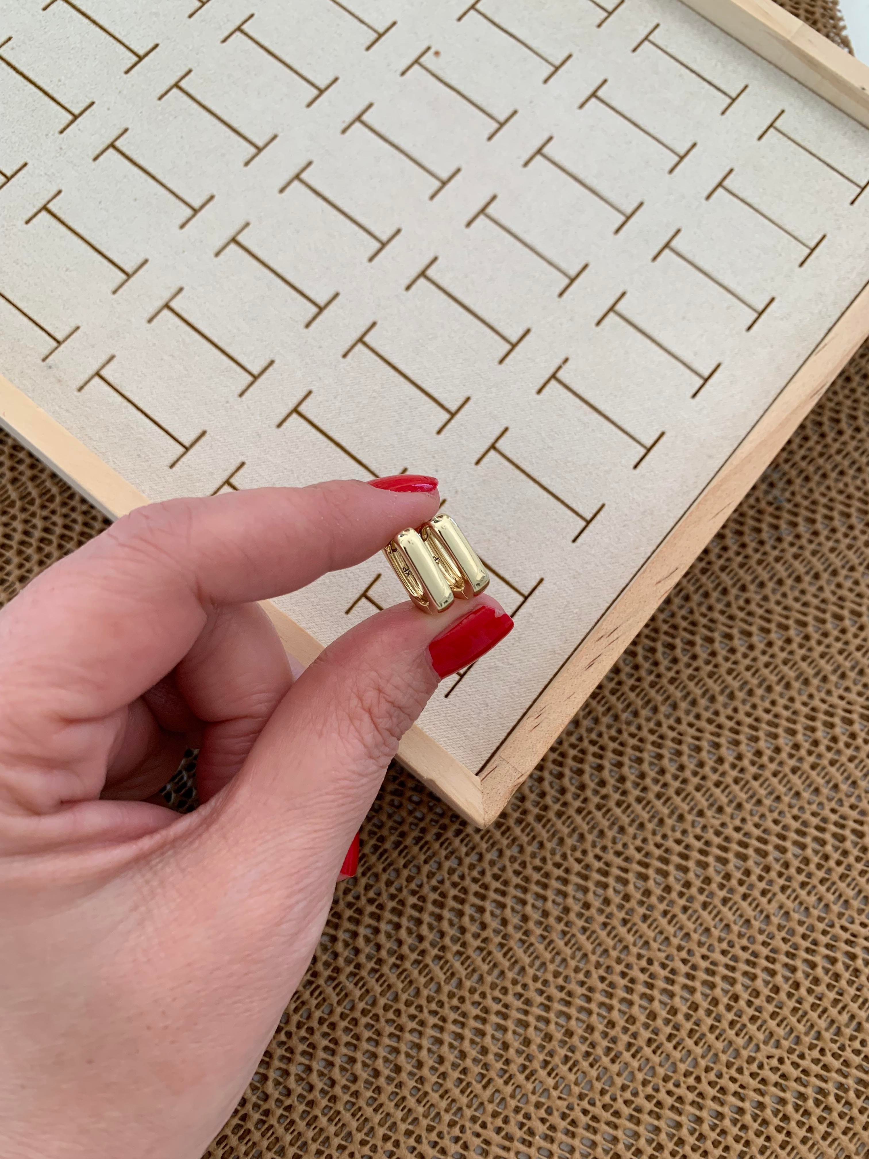Vip Gold Düz Plaka Mini Kare Küpe