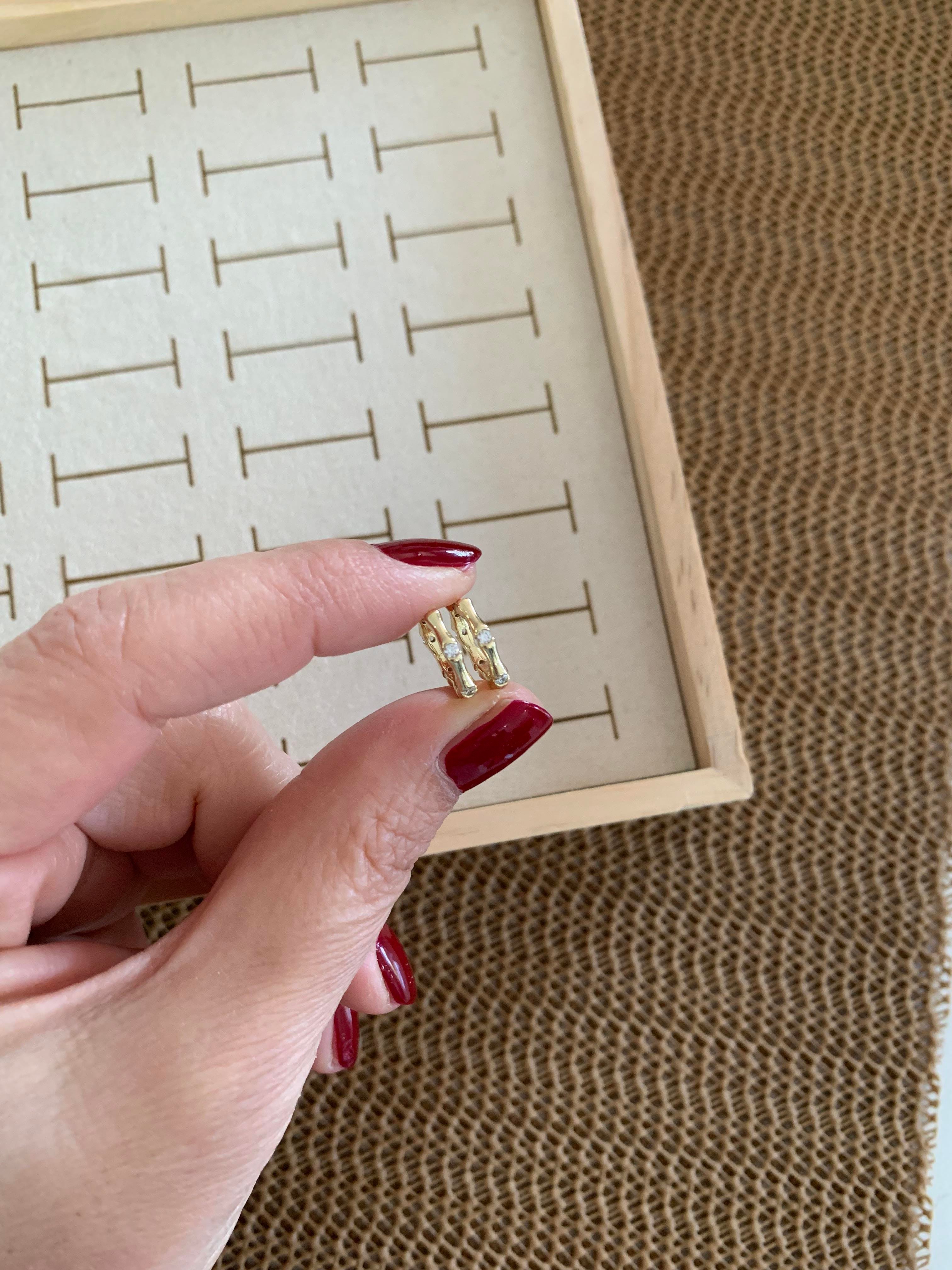 Vip Gold Gömme Tek Taş Sıralı  Mini Halka Küpe