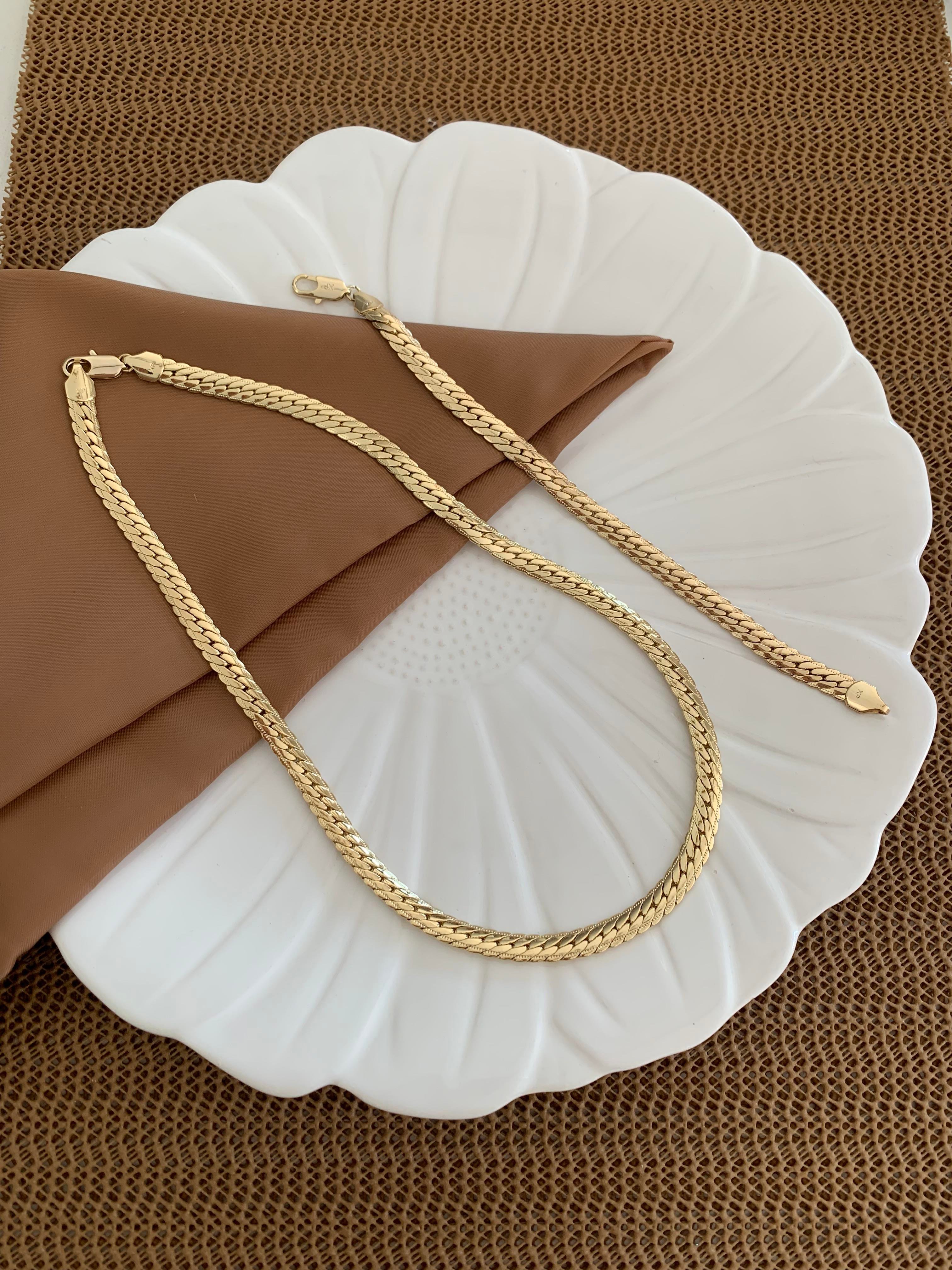 Vip Gold Hasır Örgü Kolye Bileklik Set