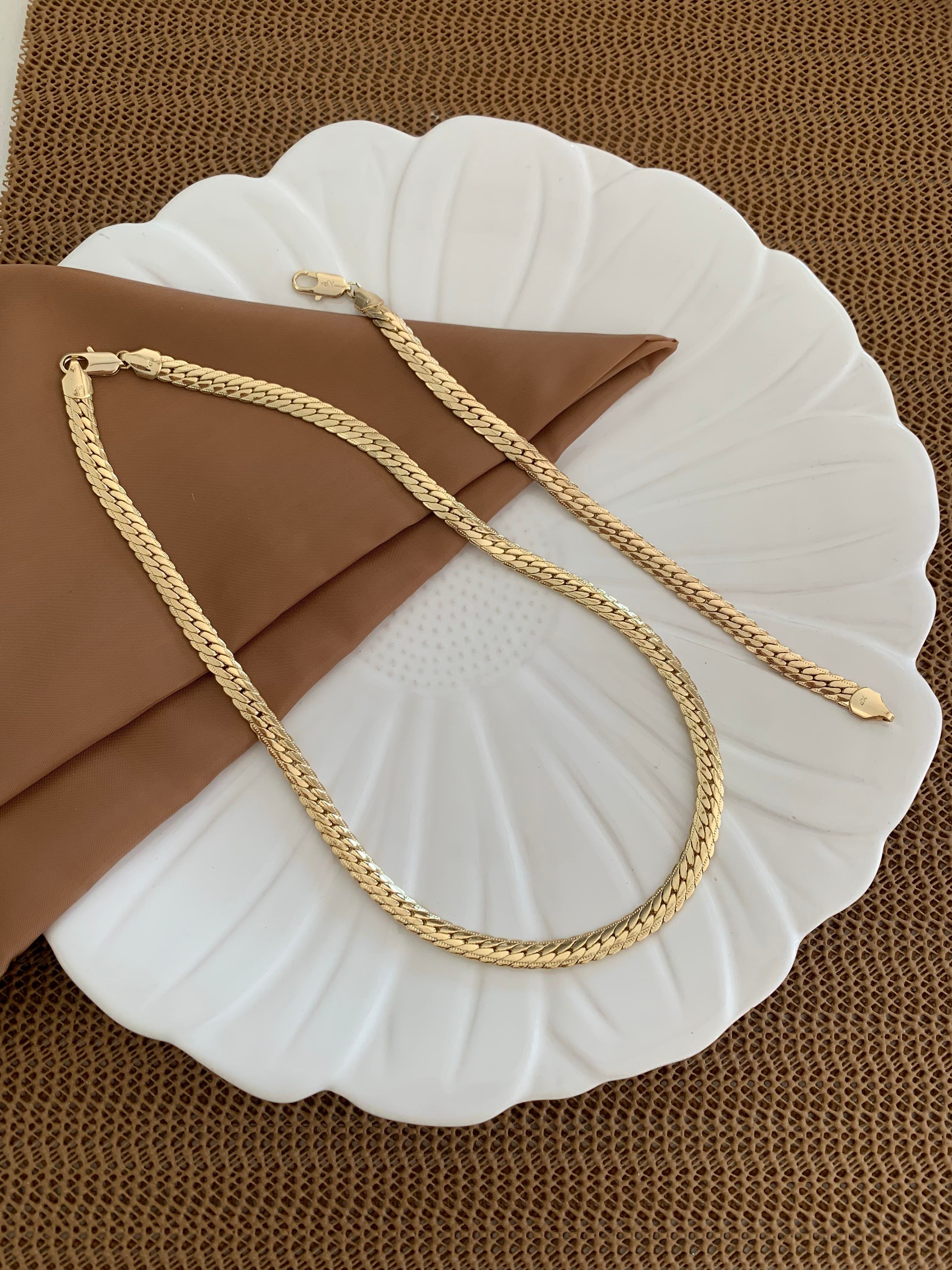 Vip Gold Hasır Örgü Kolye Bileklik Set