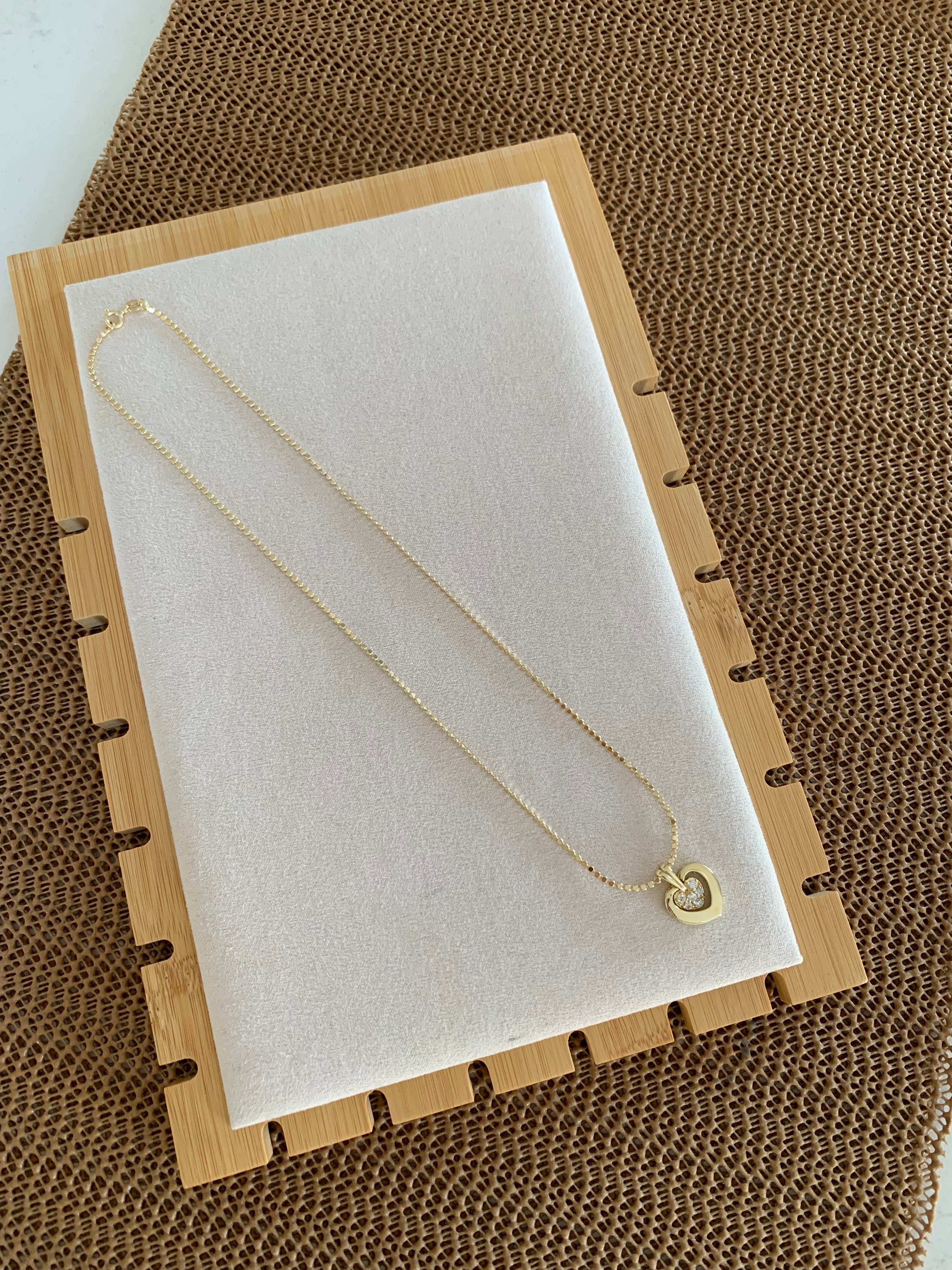 Vip Gold İnce Ezme Zincir Gömme Taşlı Kalp Kolye