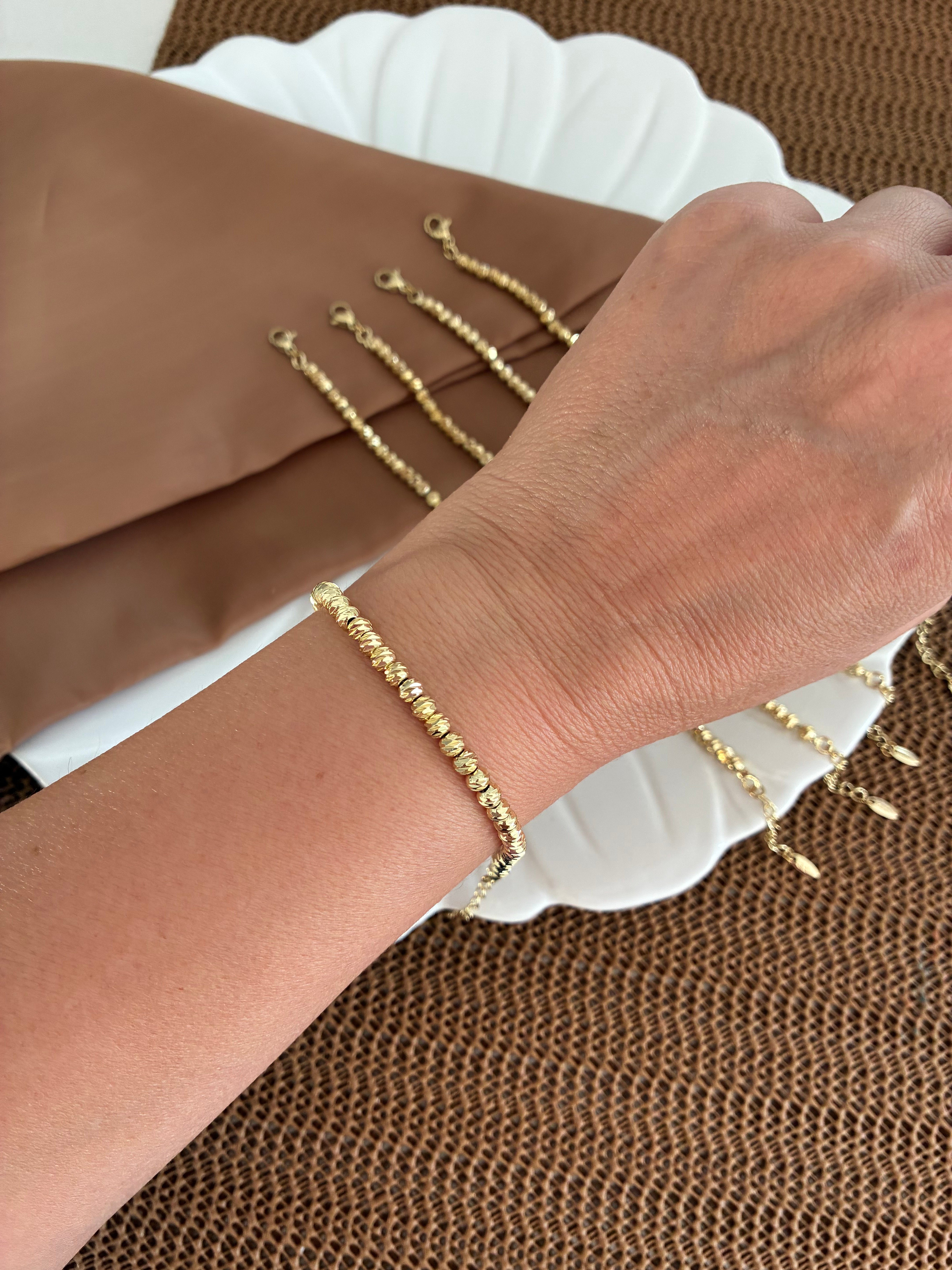 Vip Gold İnce Pırıltılı Dorika Bileklik