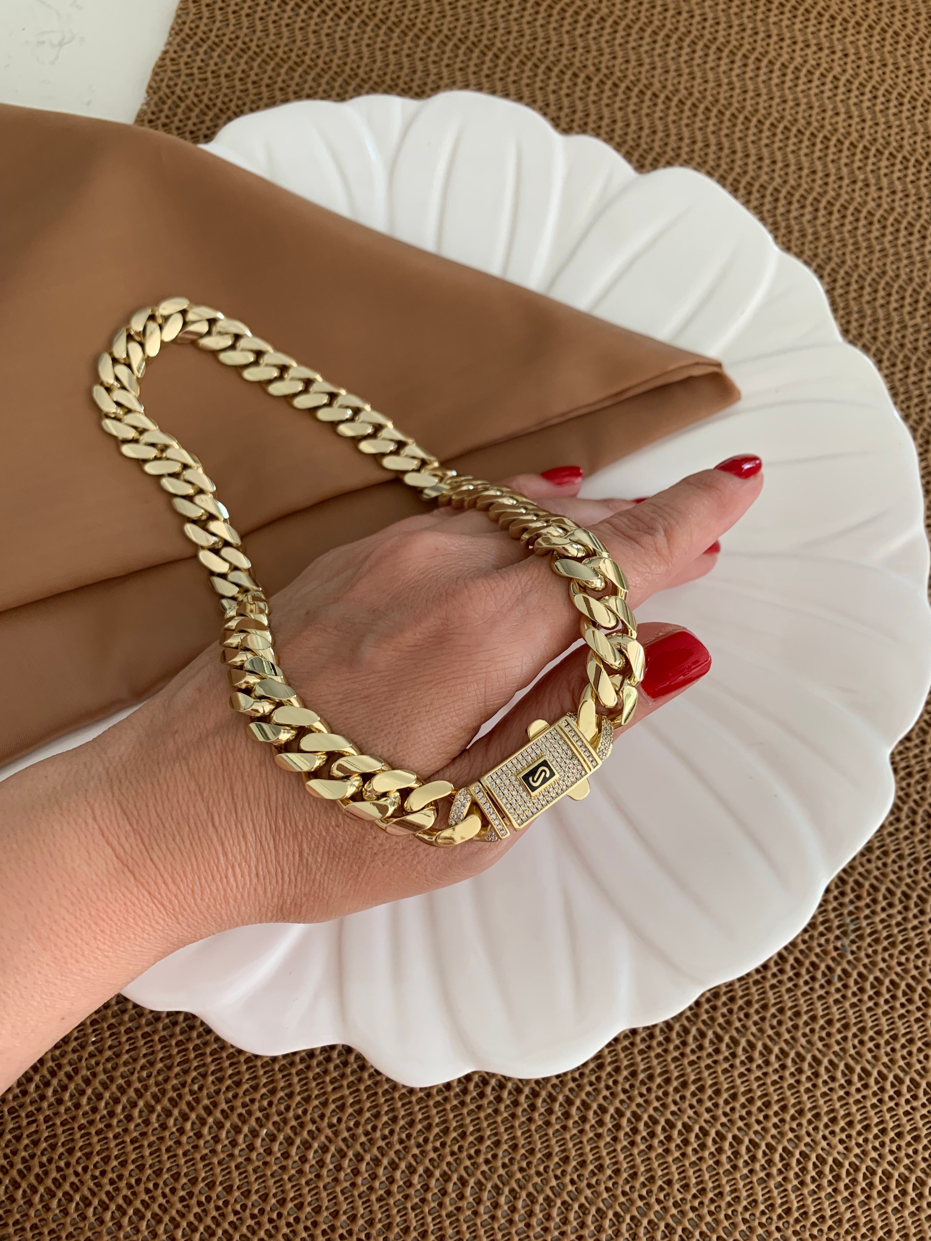 Vip Gold Kalın Kesme Zincirli Gurmet Kolye