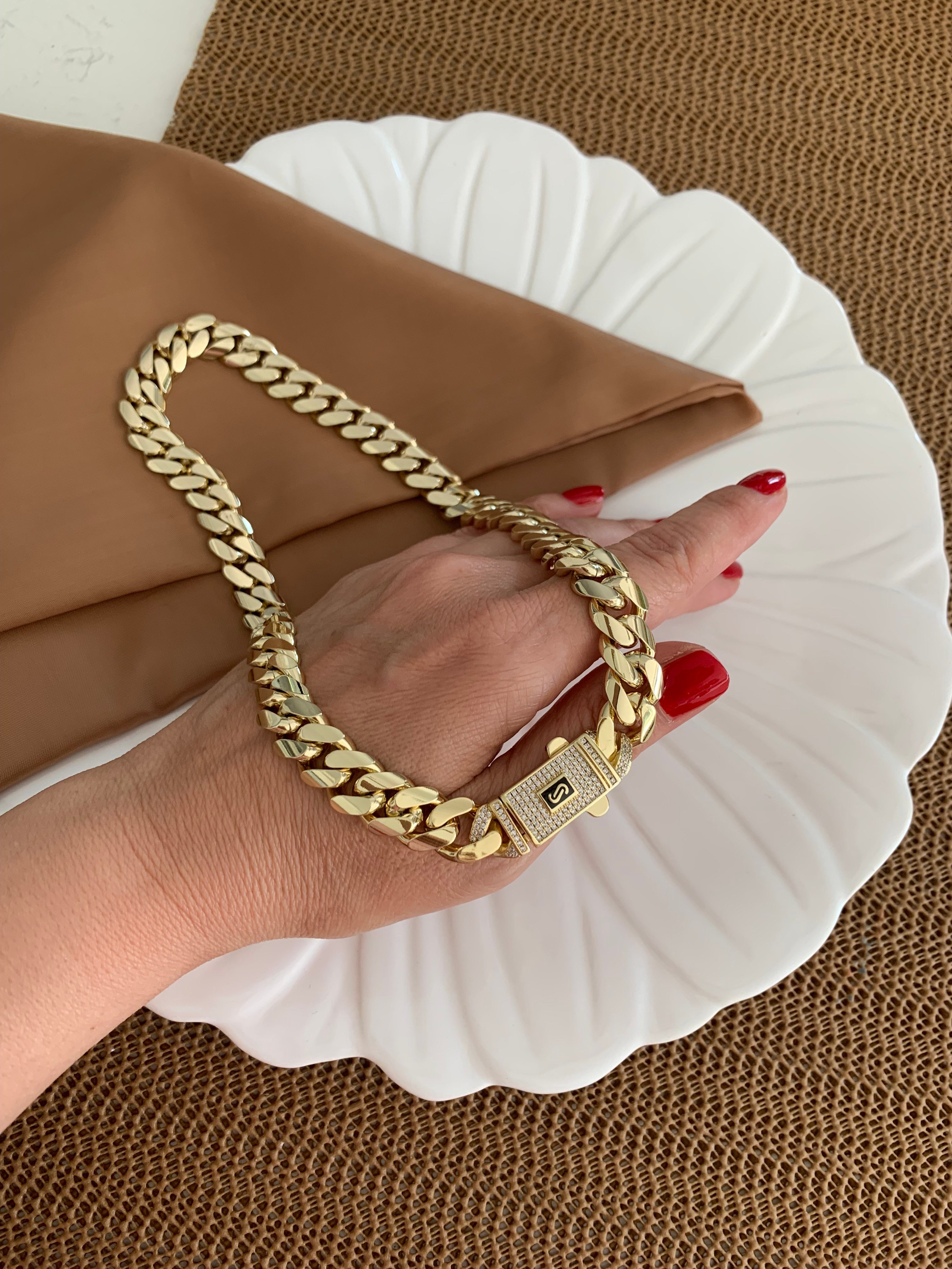 Vip Gold Kalın Kesme Zincirli Gurmet Kolye