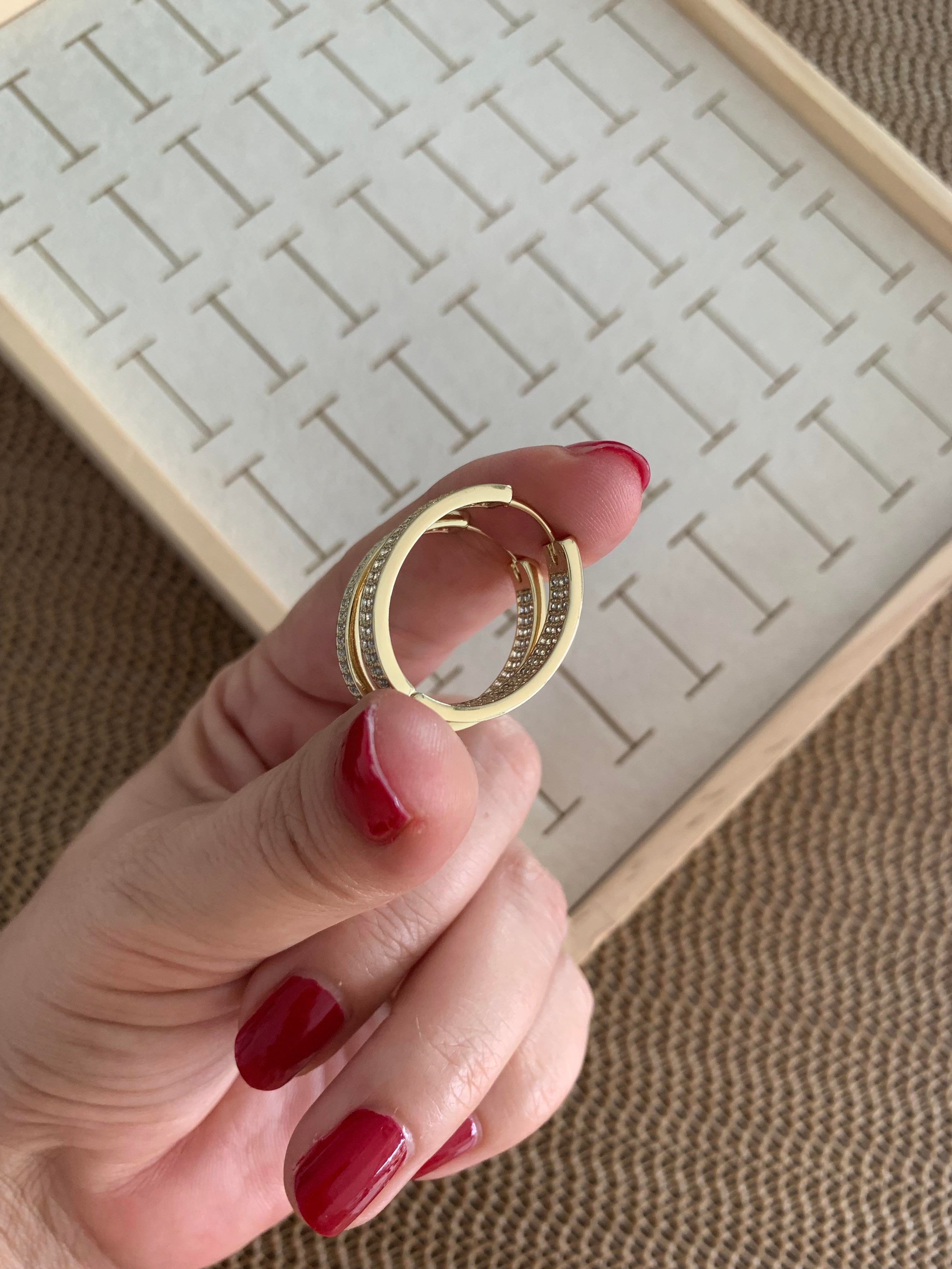 Vip Gold Komple Zirkon Taşlı Oval Küpe
