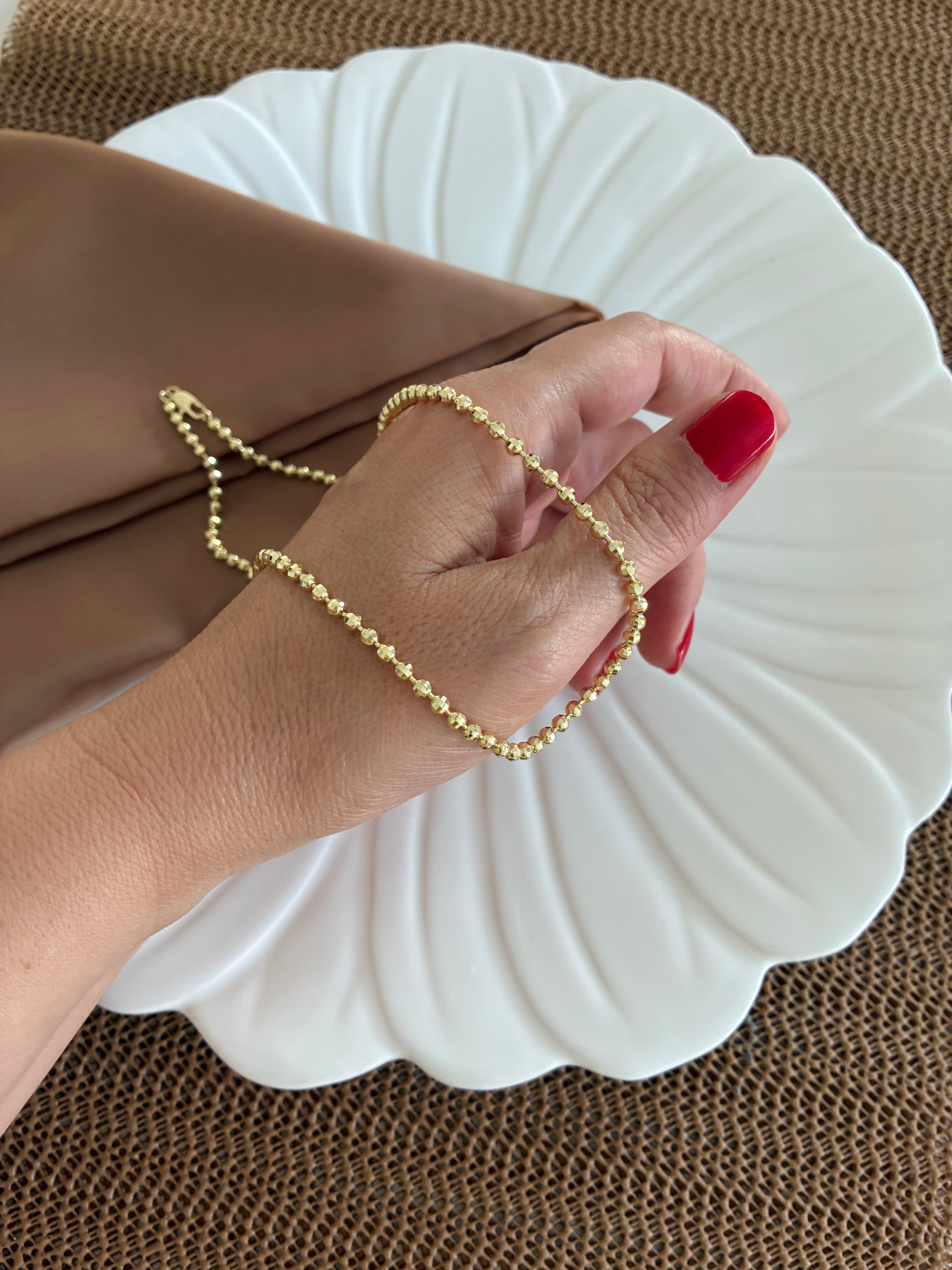 Vip Gold Mini Topçuk Zincirli Kolye