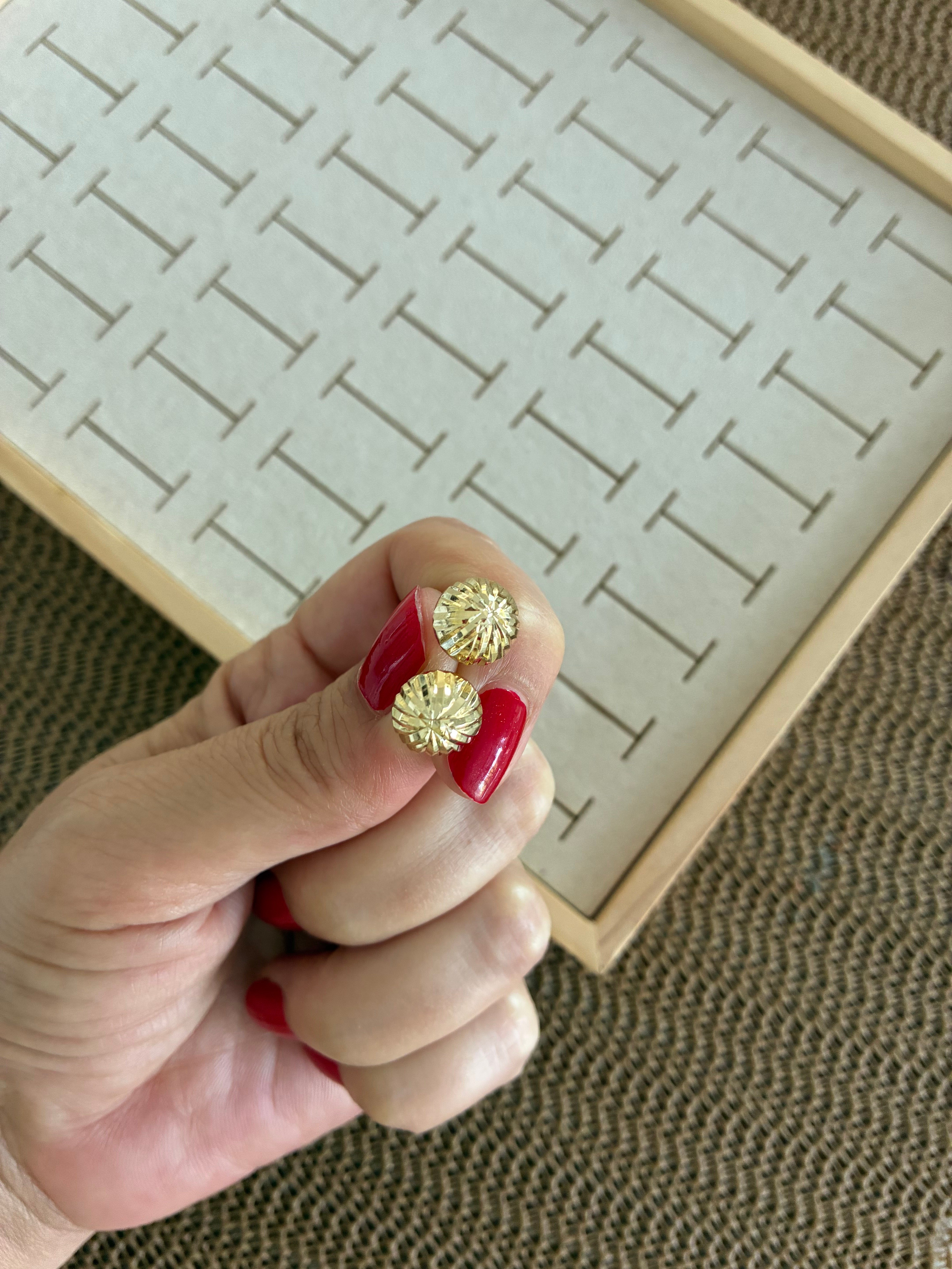 Vip Gold Pırıltı Çizgili Daire Küpe