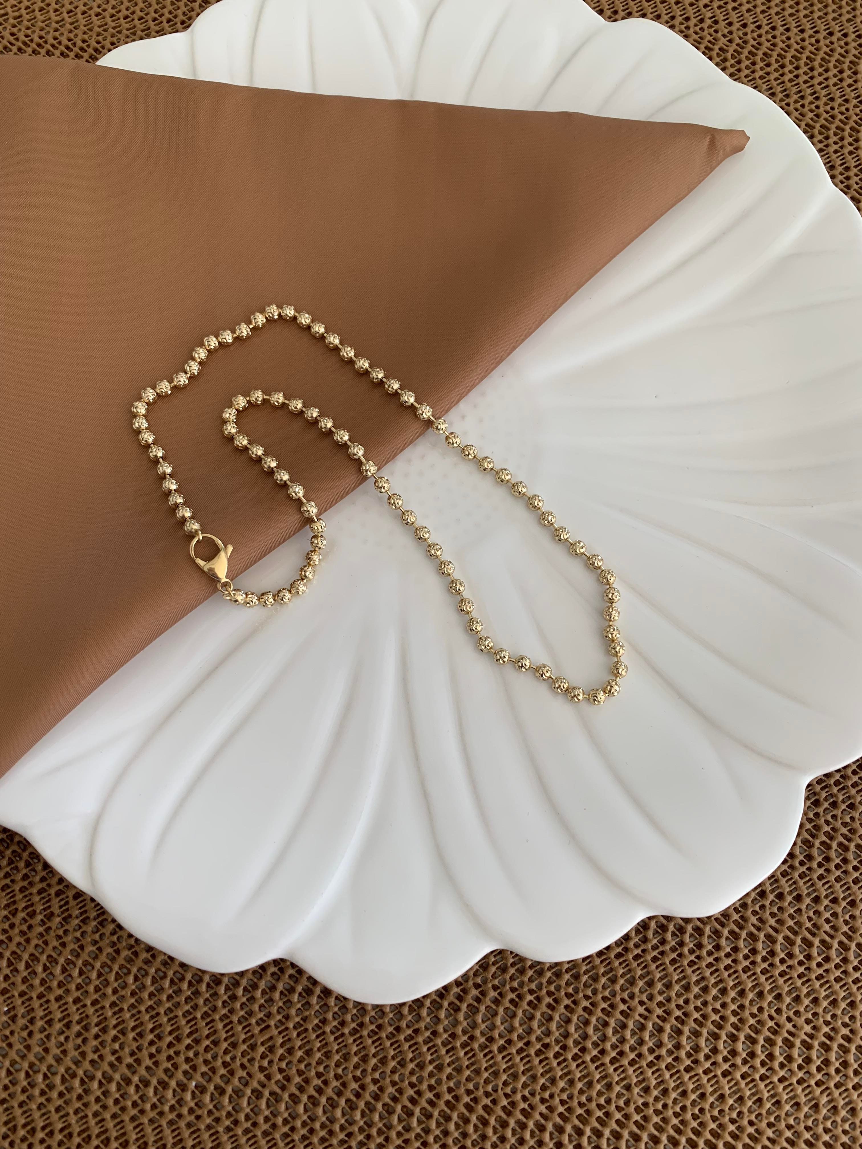 Vip Gold Pırıltılı Disko Topçuklu Kolye