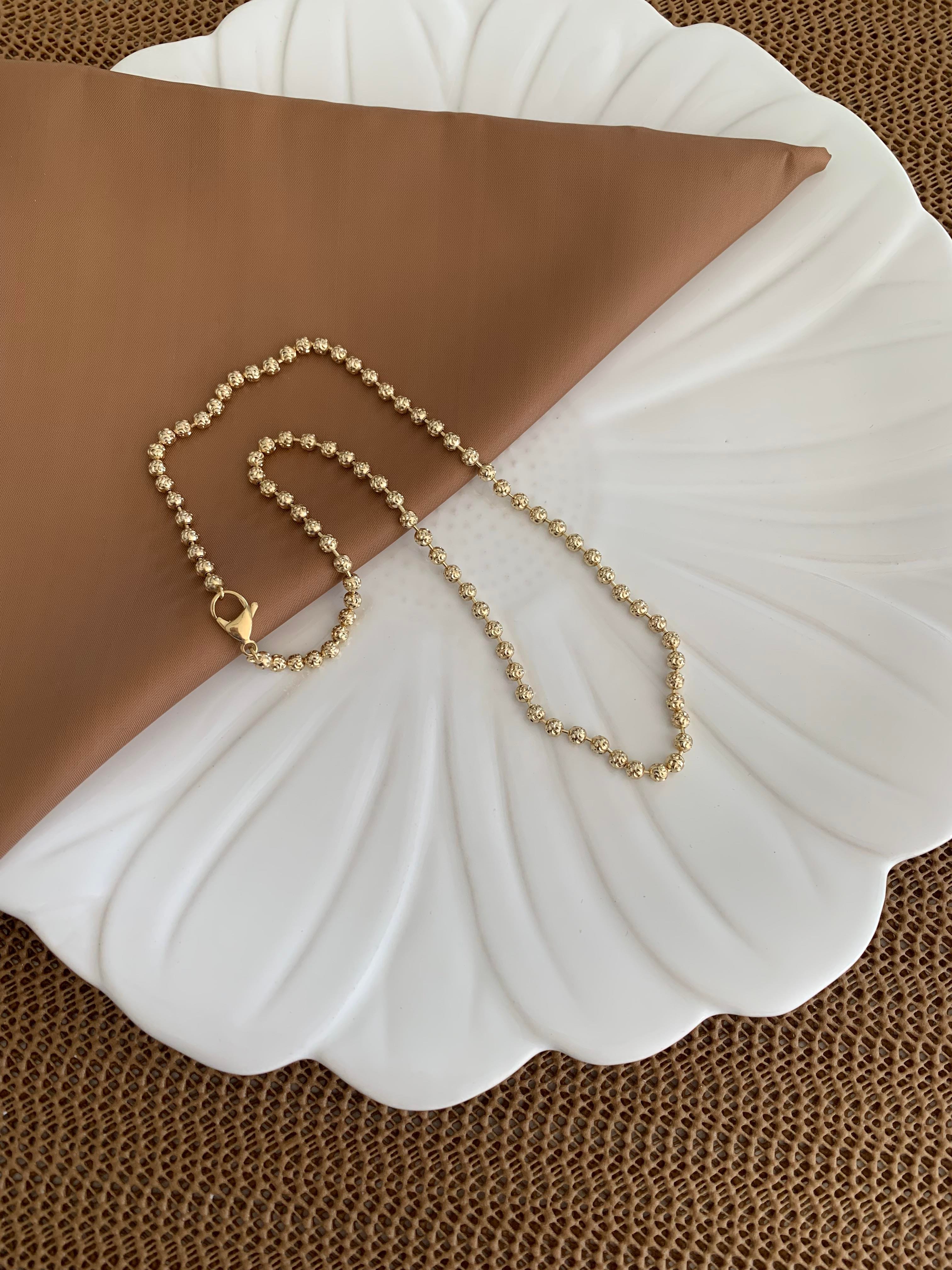 Vip Gold Pırıltılı Disko Topçuklu Kolye