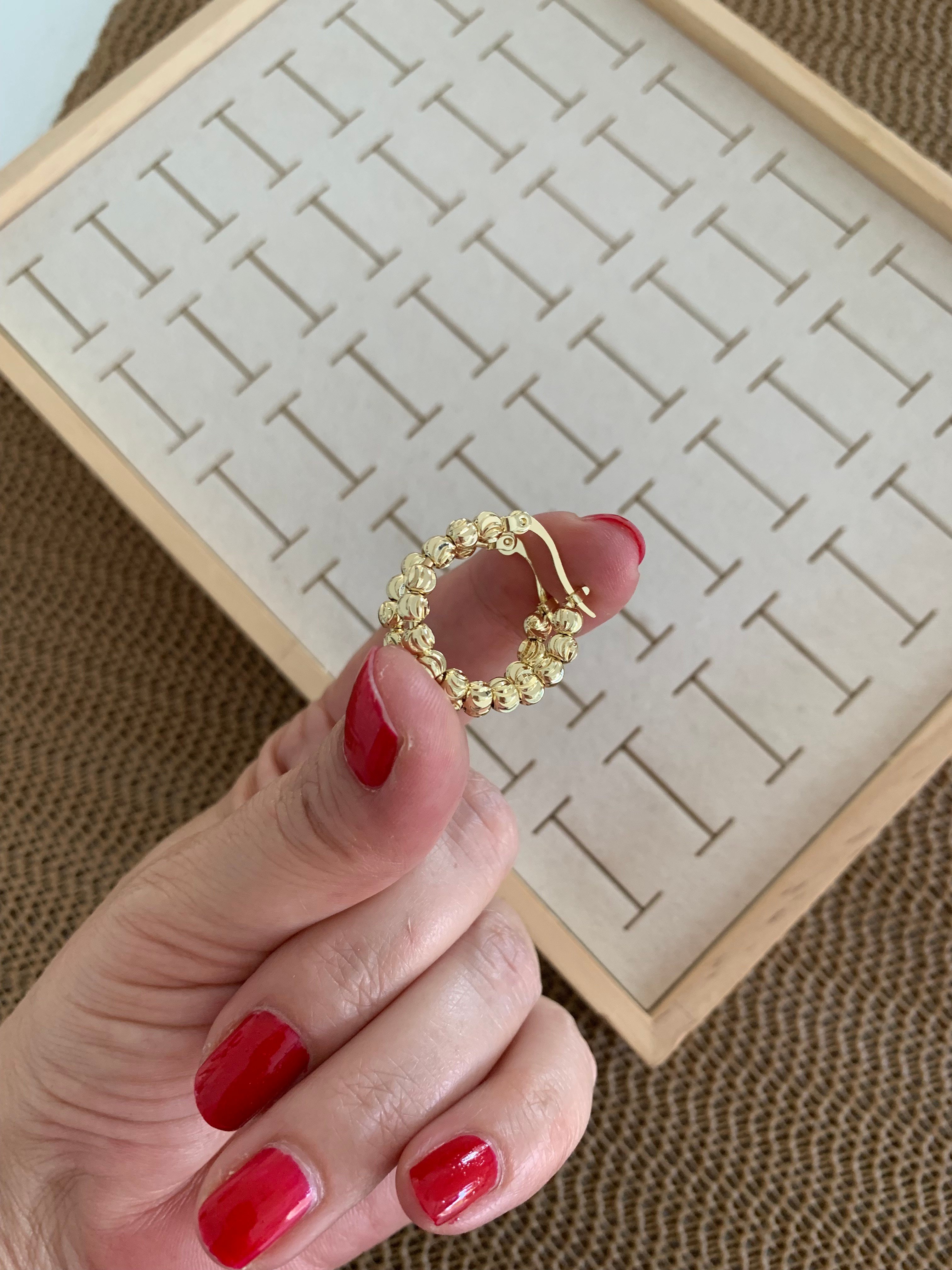Vip Gold Pırıltılı Disko Topu Halka Küpe