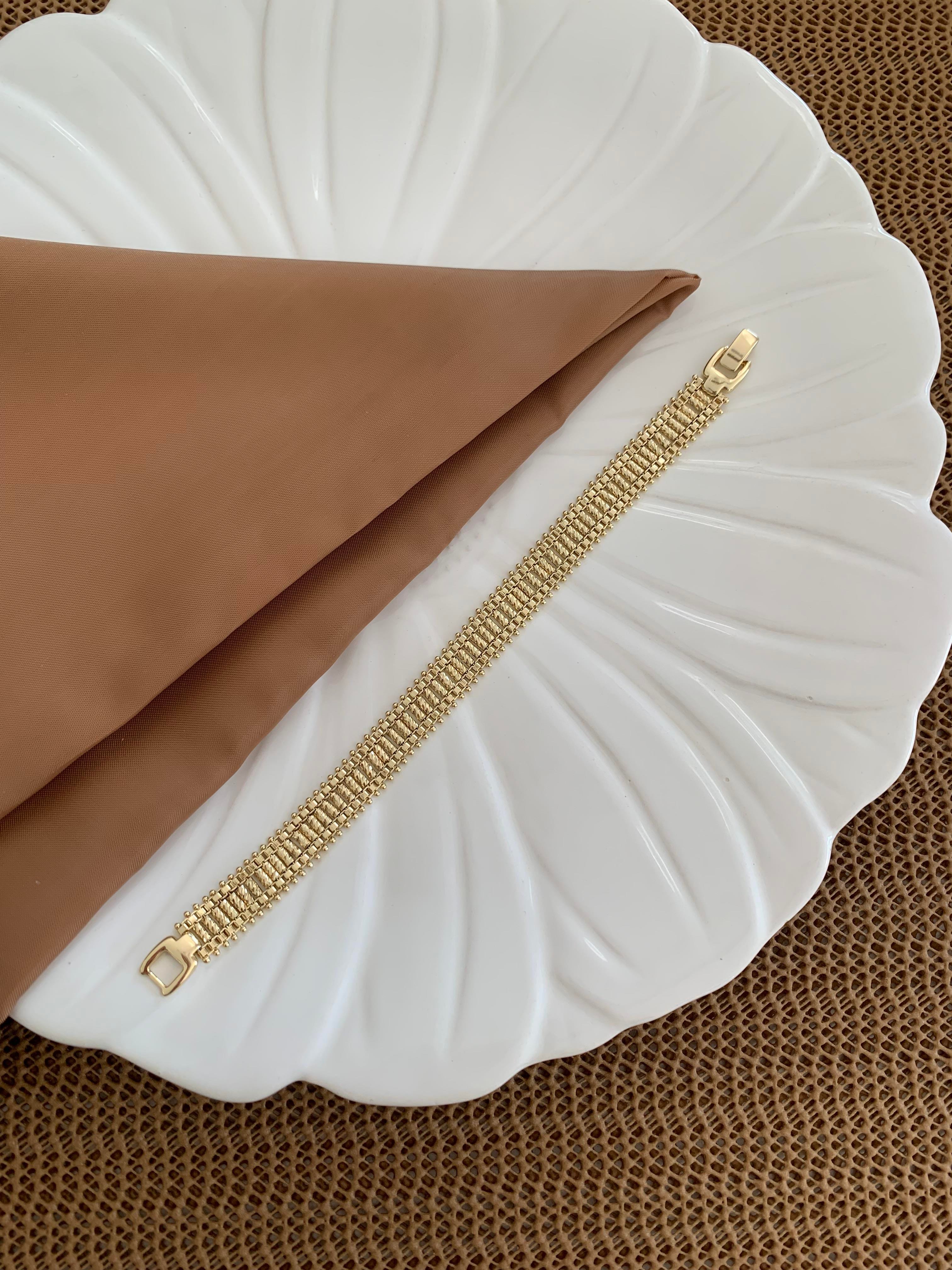 Vip Gold Pırıltılı Hasır Zincir Bileklik