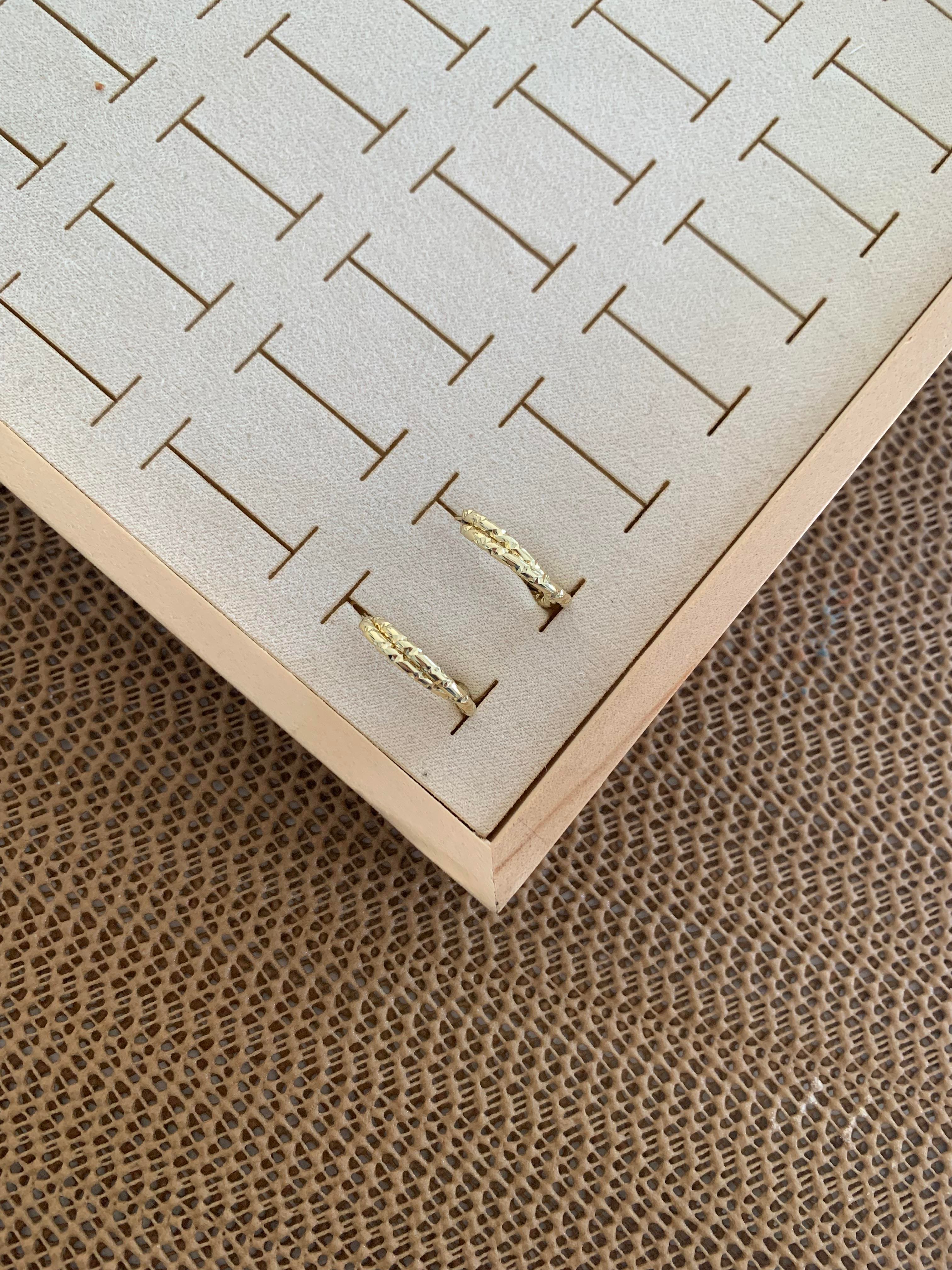 Vip Gold Pırıltılı İki Li Ezme Halka Küpe