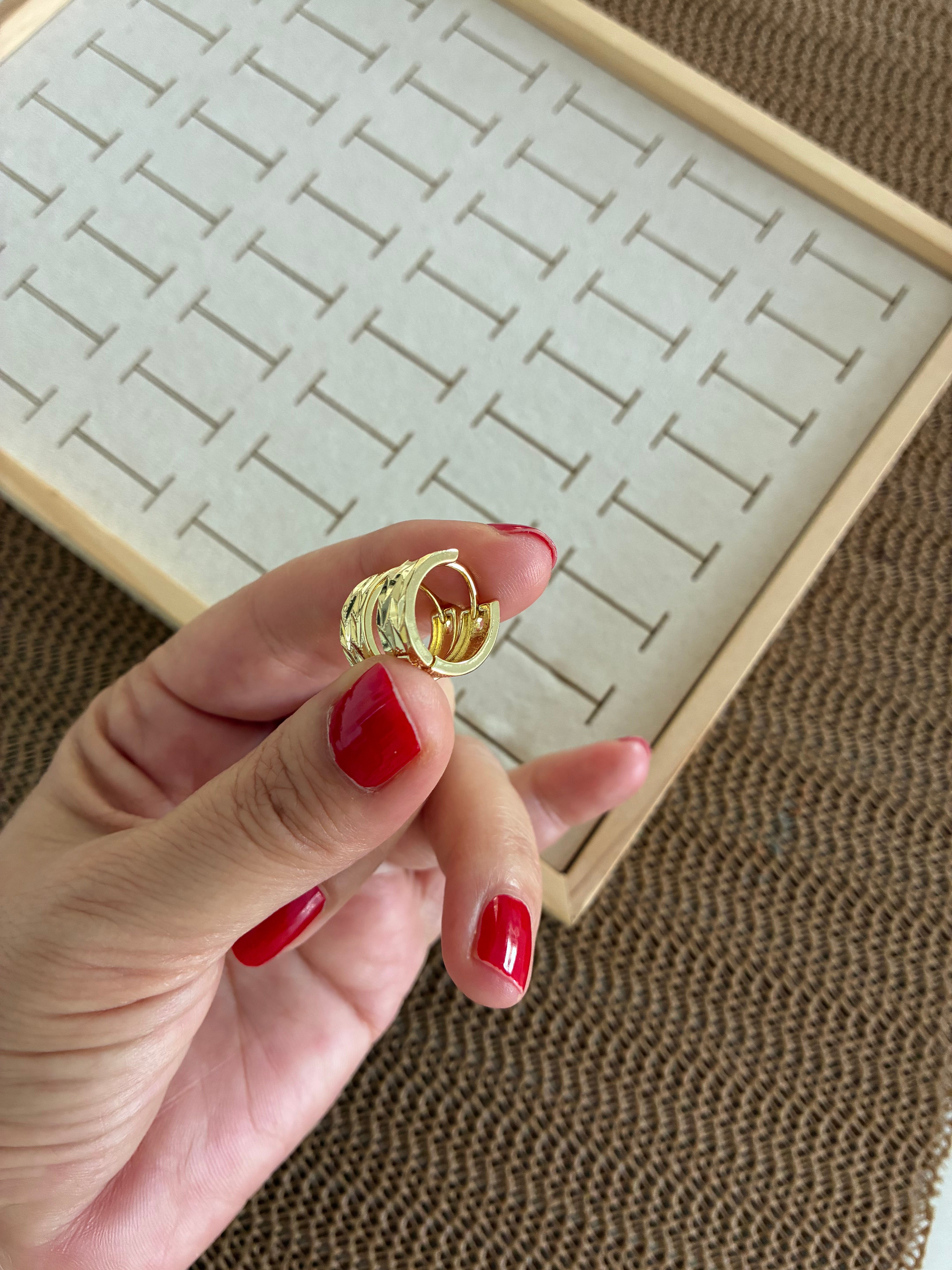 Vip Gold Pırıltılı Lazer Kesim Halka Küpe