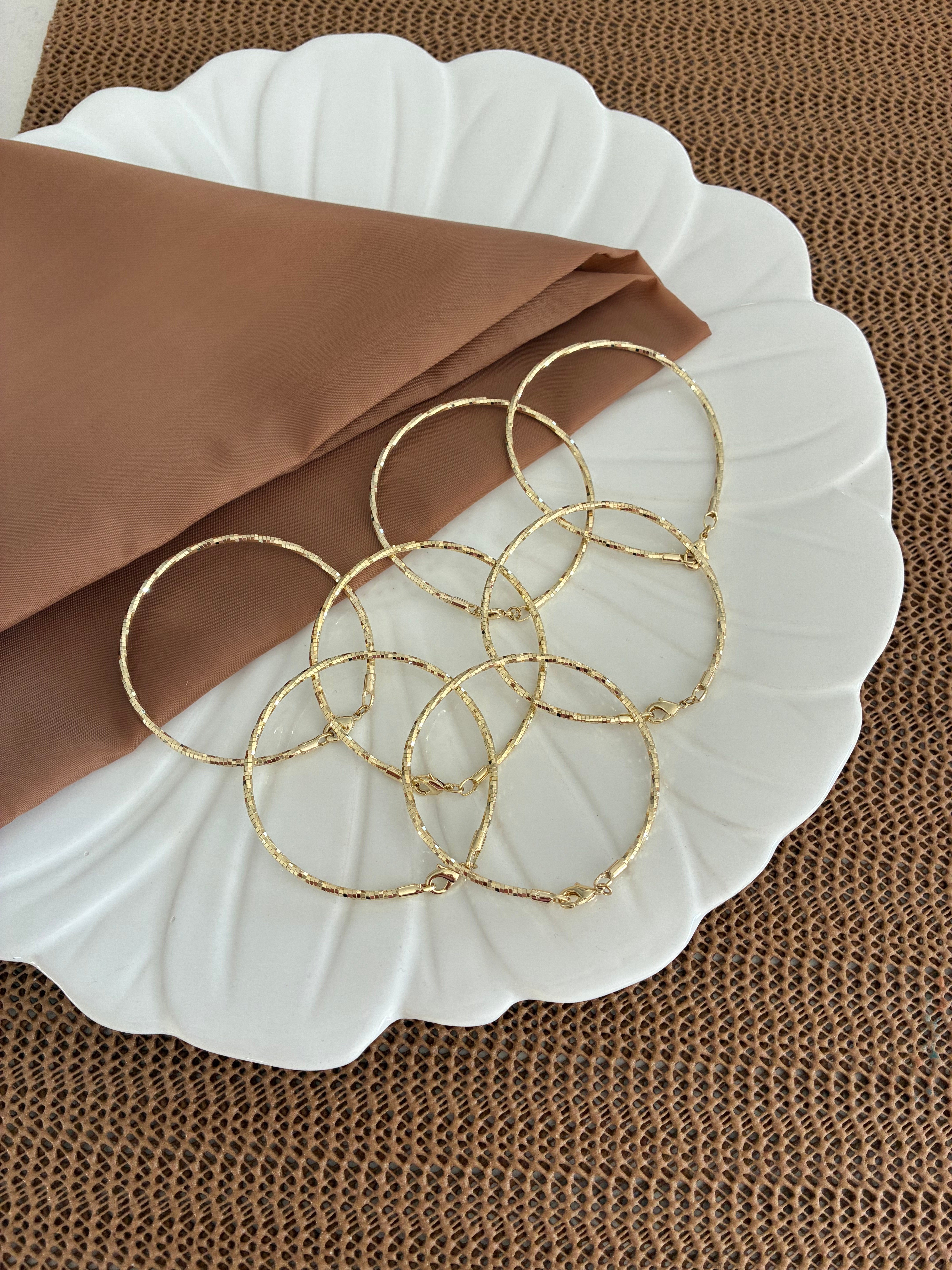 Vip Gold Pırıltılı Tel Tasarım Bileklik