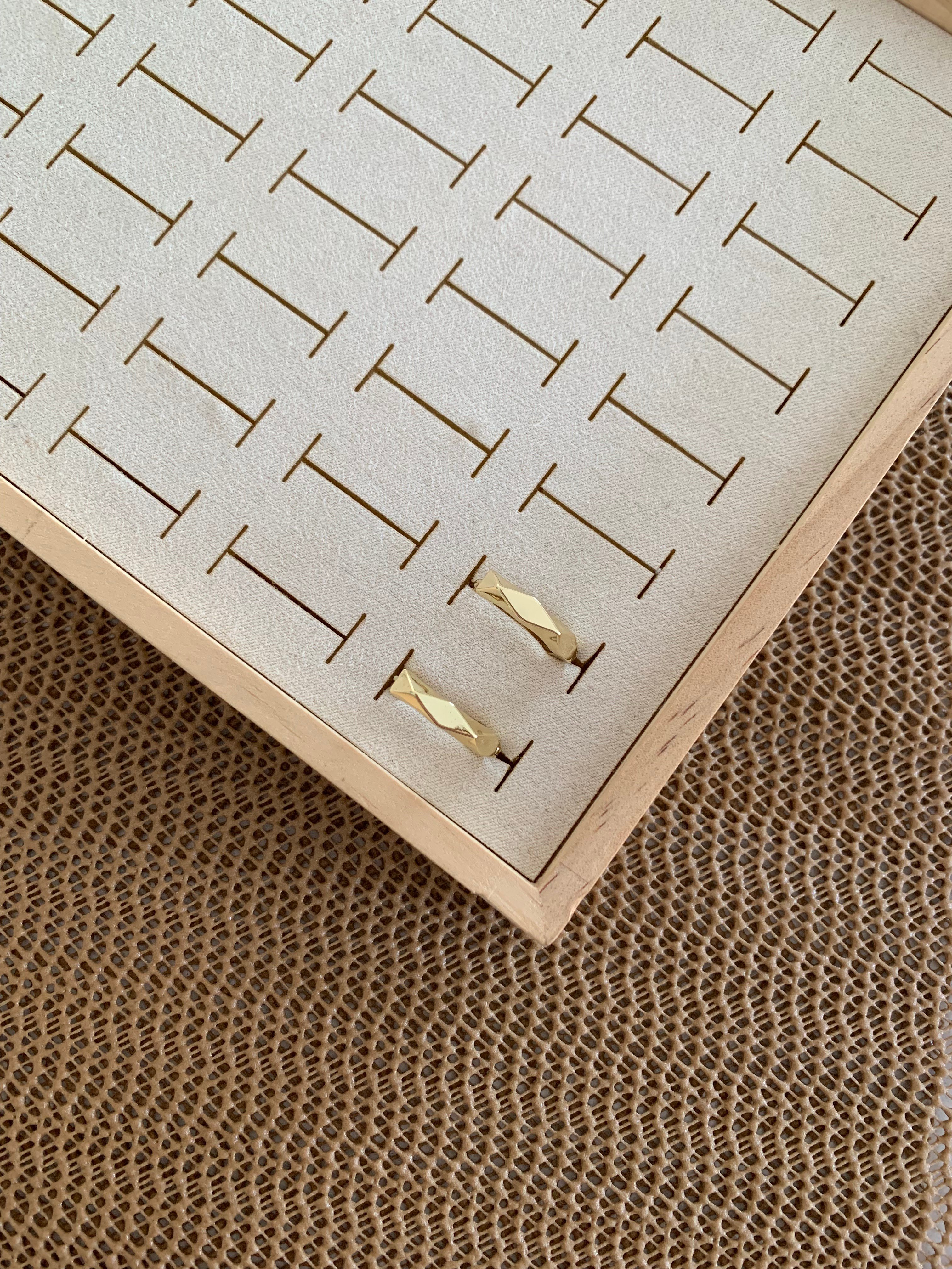 Vip Gold Plaka Altıgen Halka Küpe