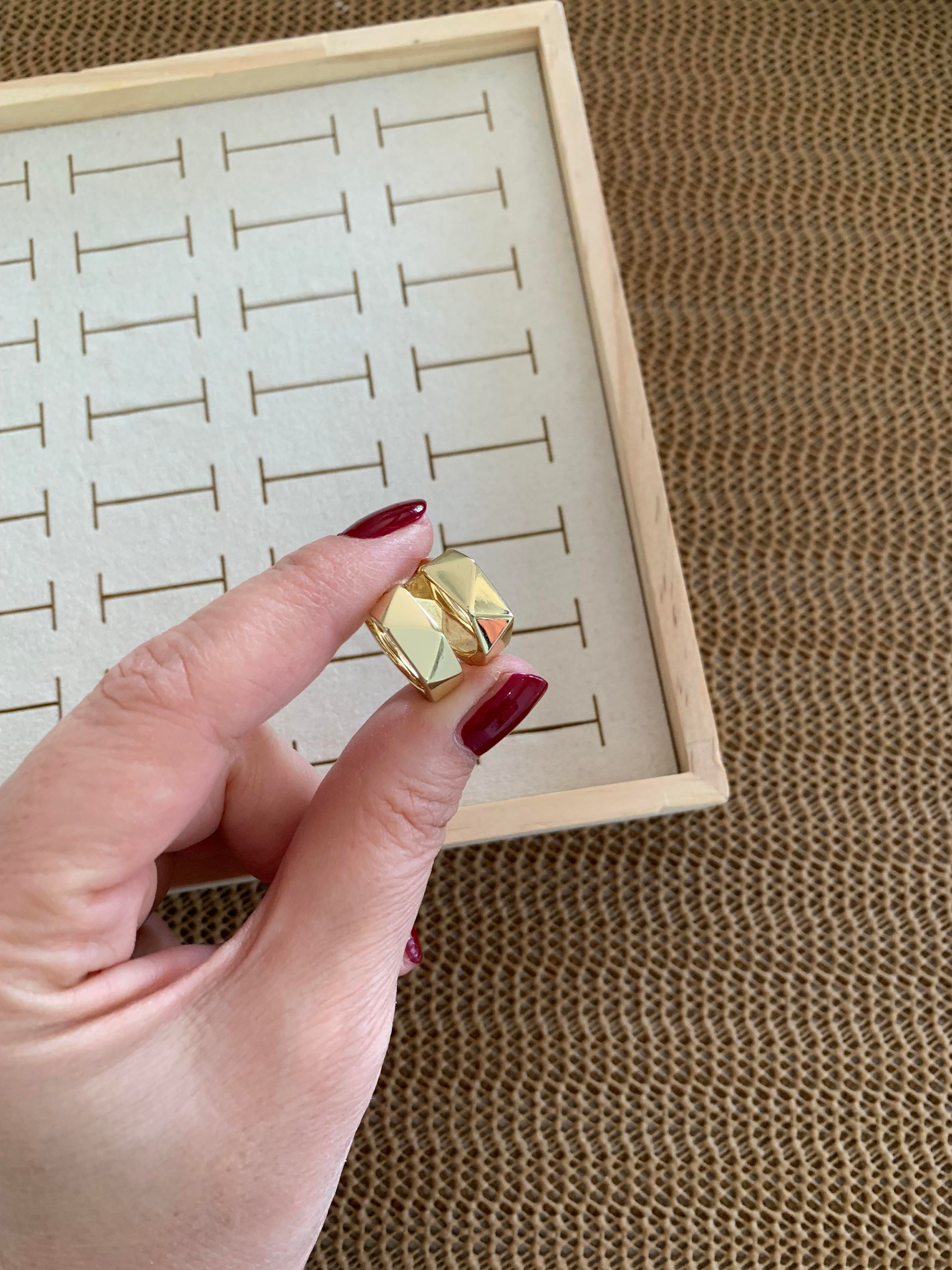 Vip Gold Plaka Beşgen Halka Küpe