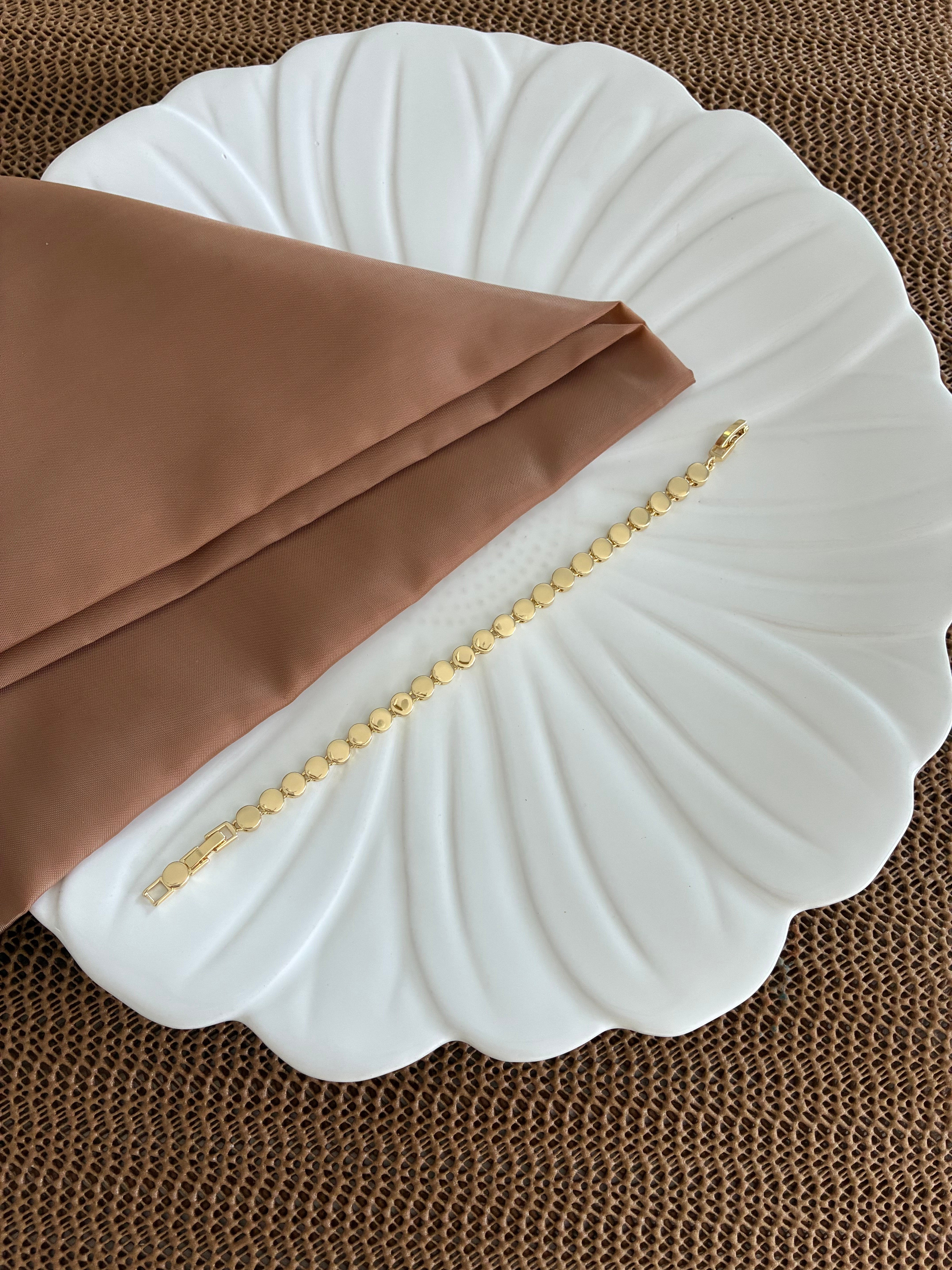 Vip Gold Plaka Daire Sıralı Bileklik