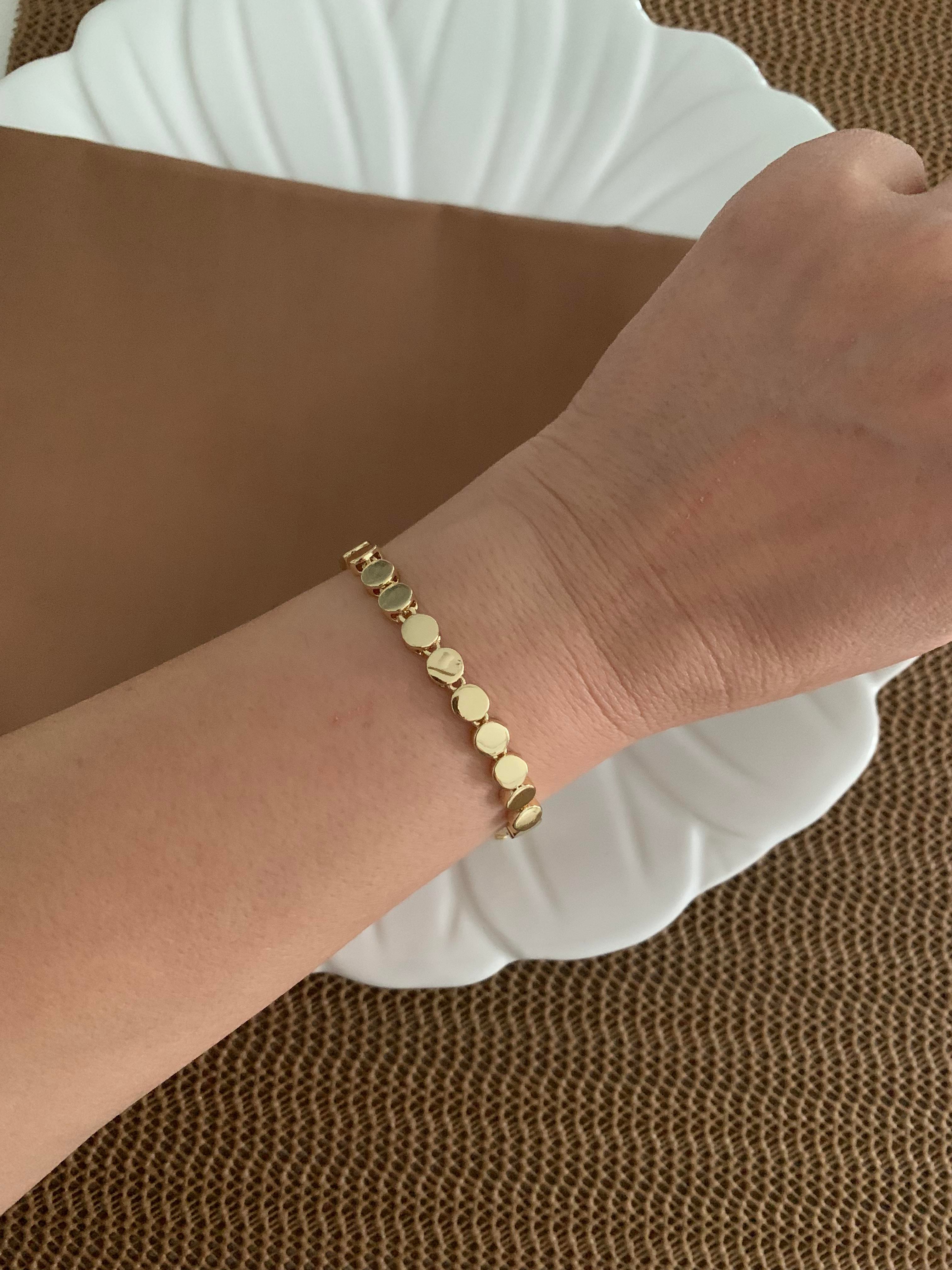 Vip Gold Plaka Daire Sıralı Tasarım Bileklik