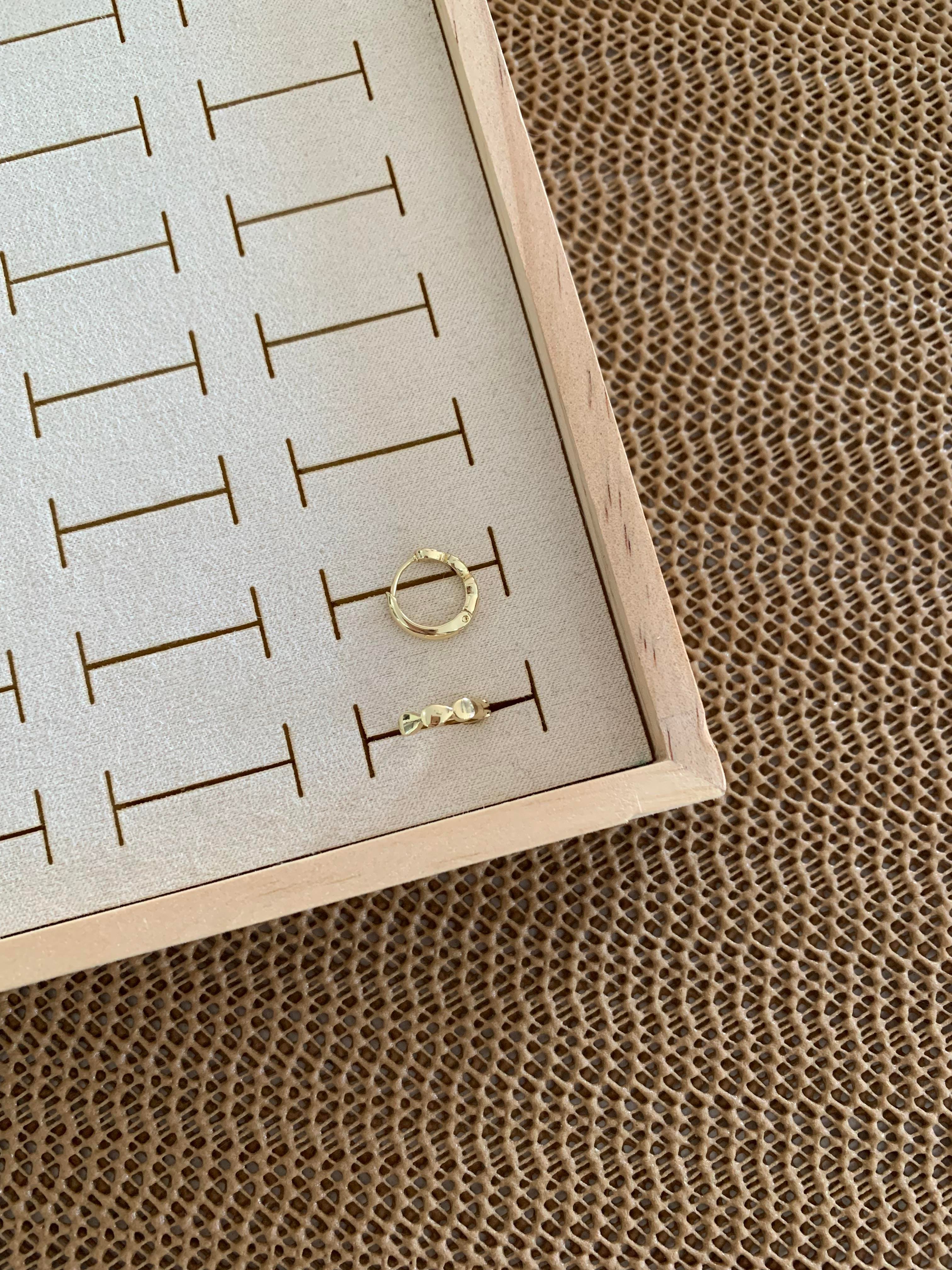 Vip Gold Plaka Damla Sıralı Mini Halka Küpe