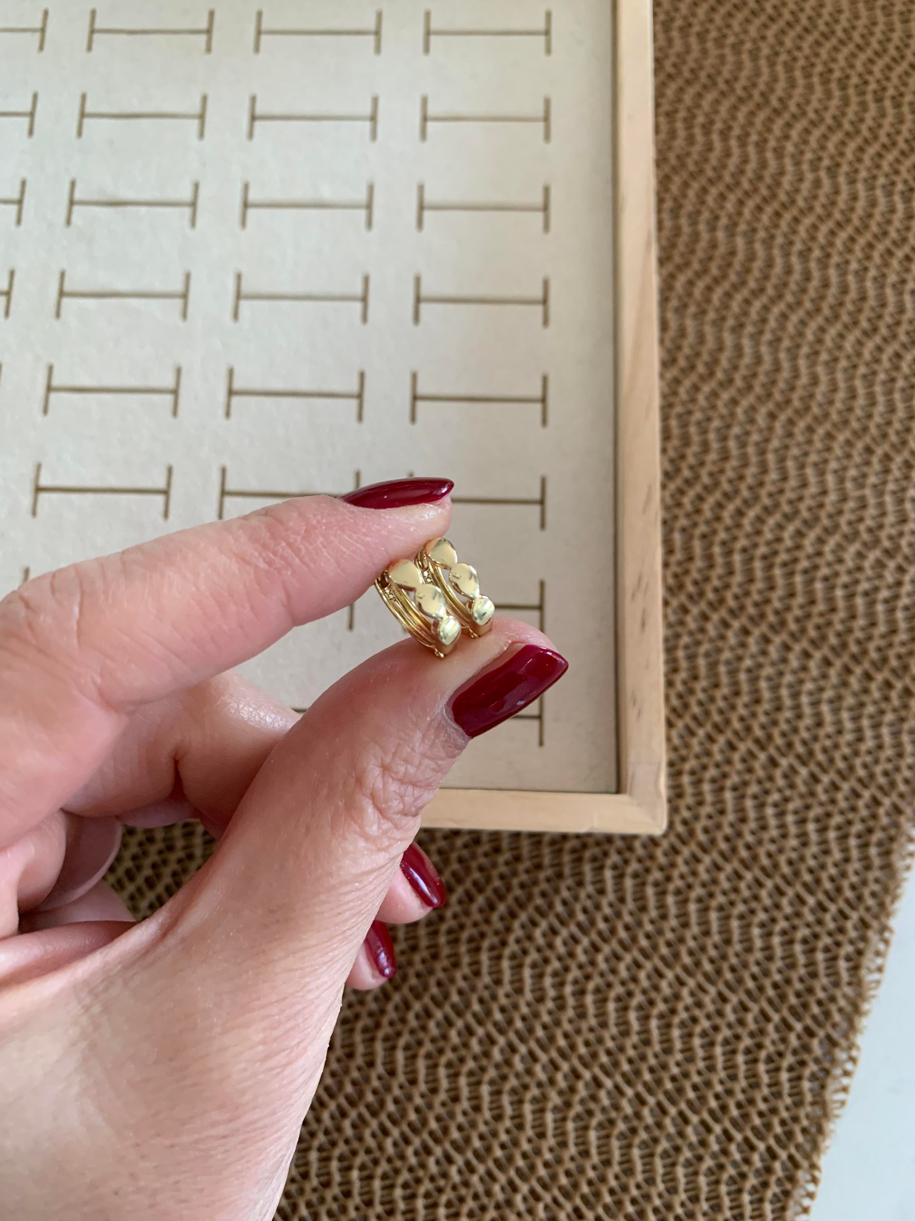 Vip Gold Plaka Damla Sıralı Mini Halka Küpe