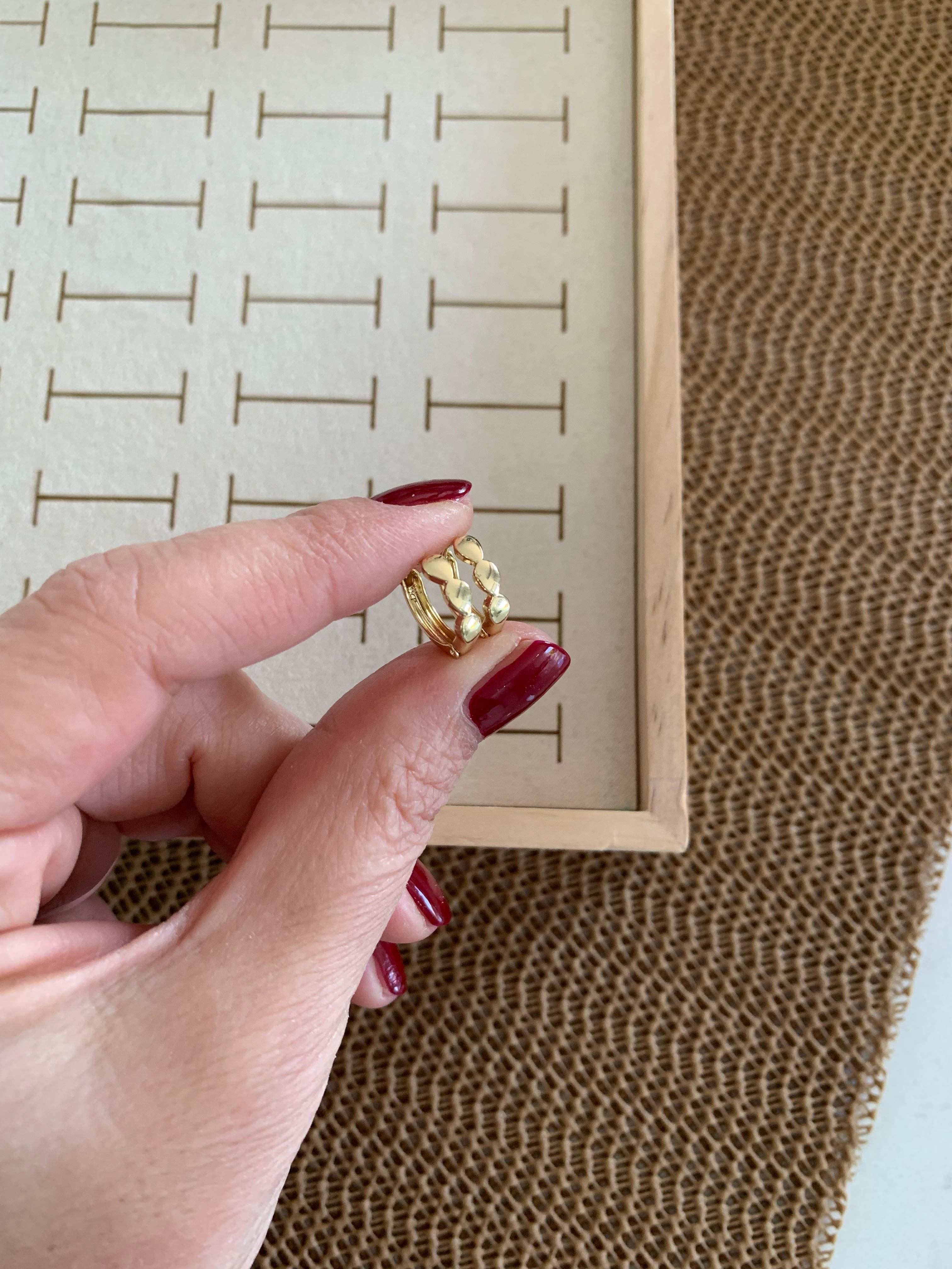 Vip Gold Plaka Damla Sıralı Mini Halka Küpe