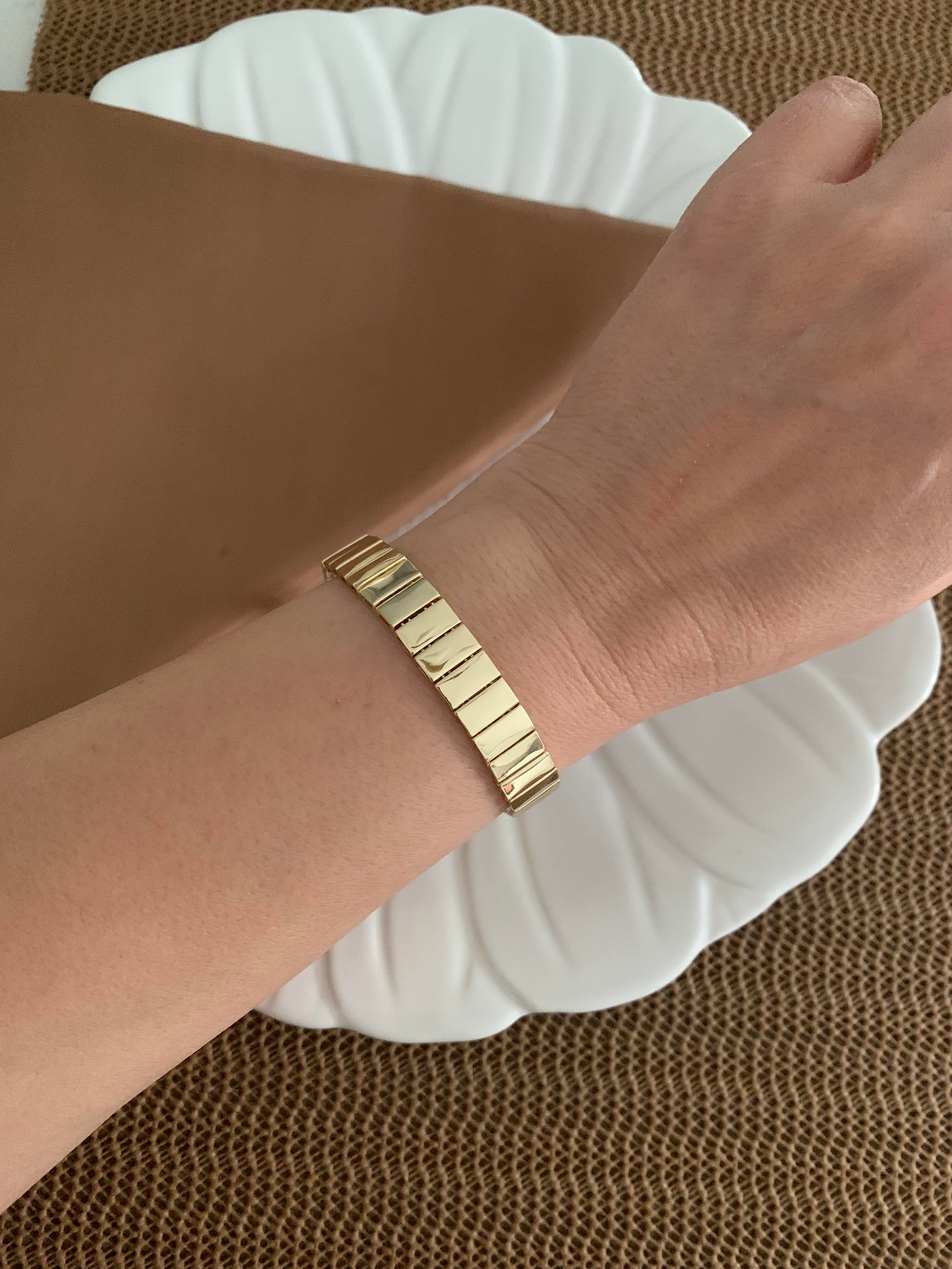 Vip Gold Plaka Dikdörtgen Sıralı Tasarım Bileklik