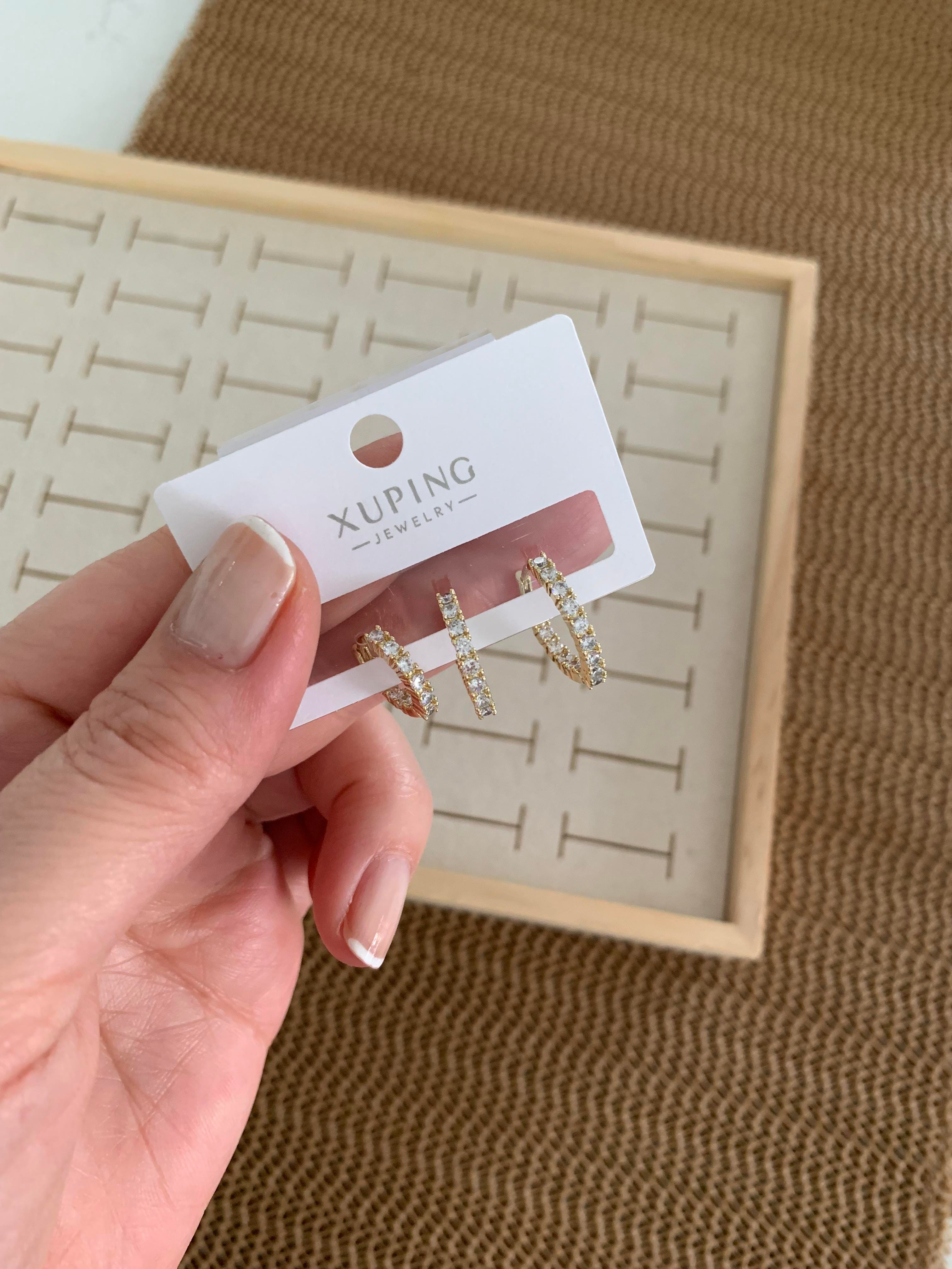 Vip Gold Su Yolu  Üçlü Set Halka Küpe