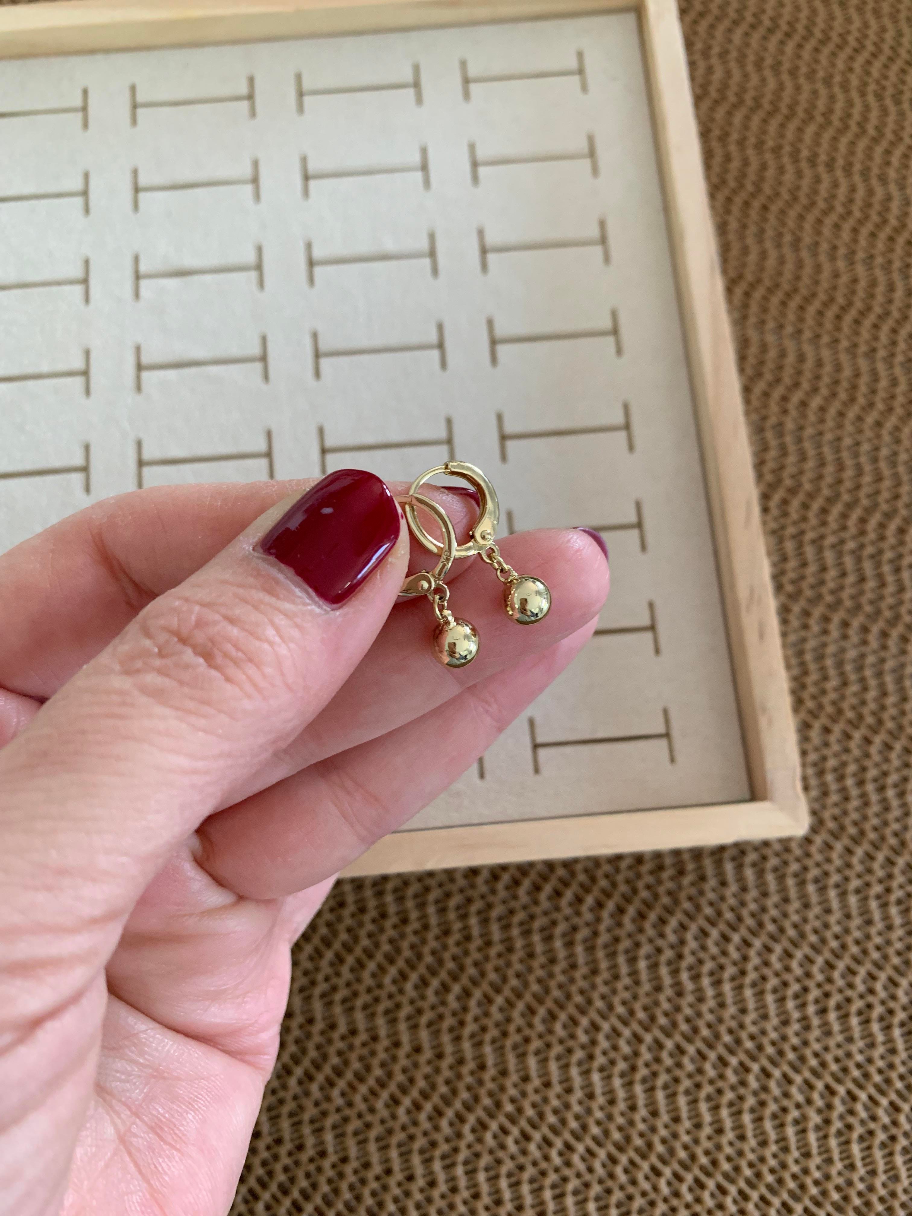 Vip Gold Topçuk Sallantılı Mini Halka Küpe