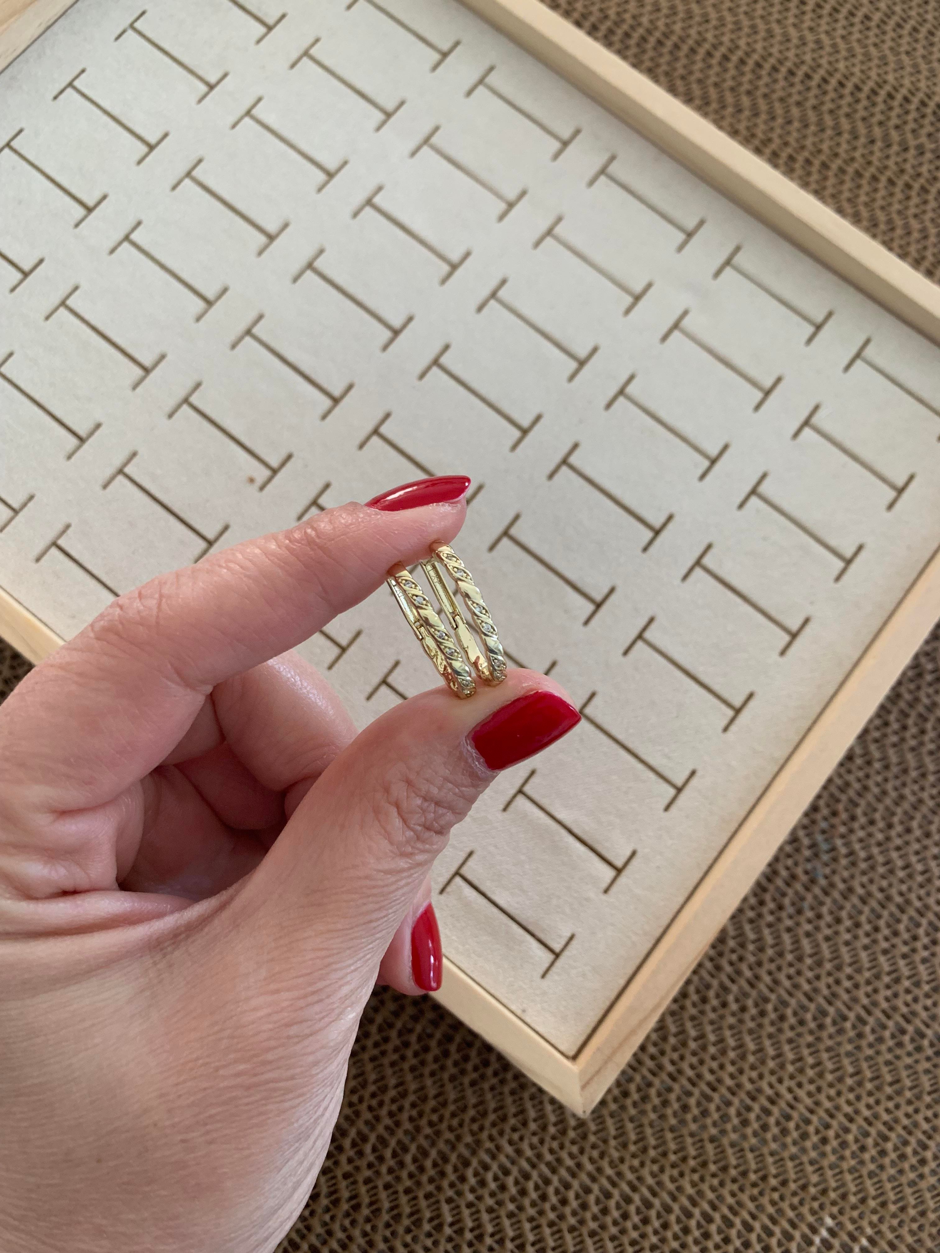 Vip Gold Zirkon Taş S Sıralı İnce Oval Küpe