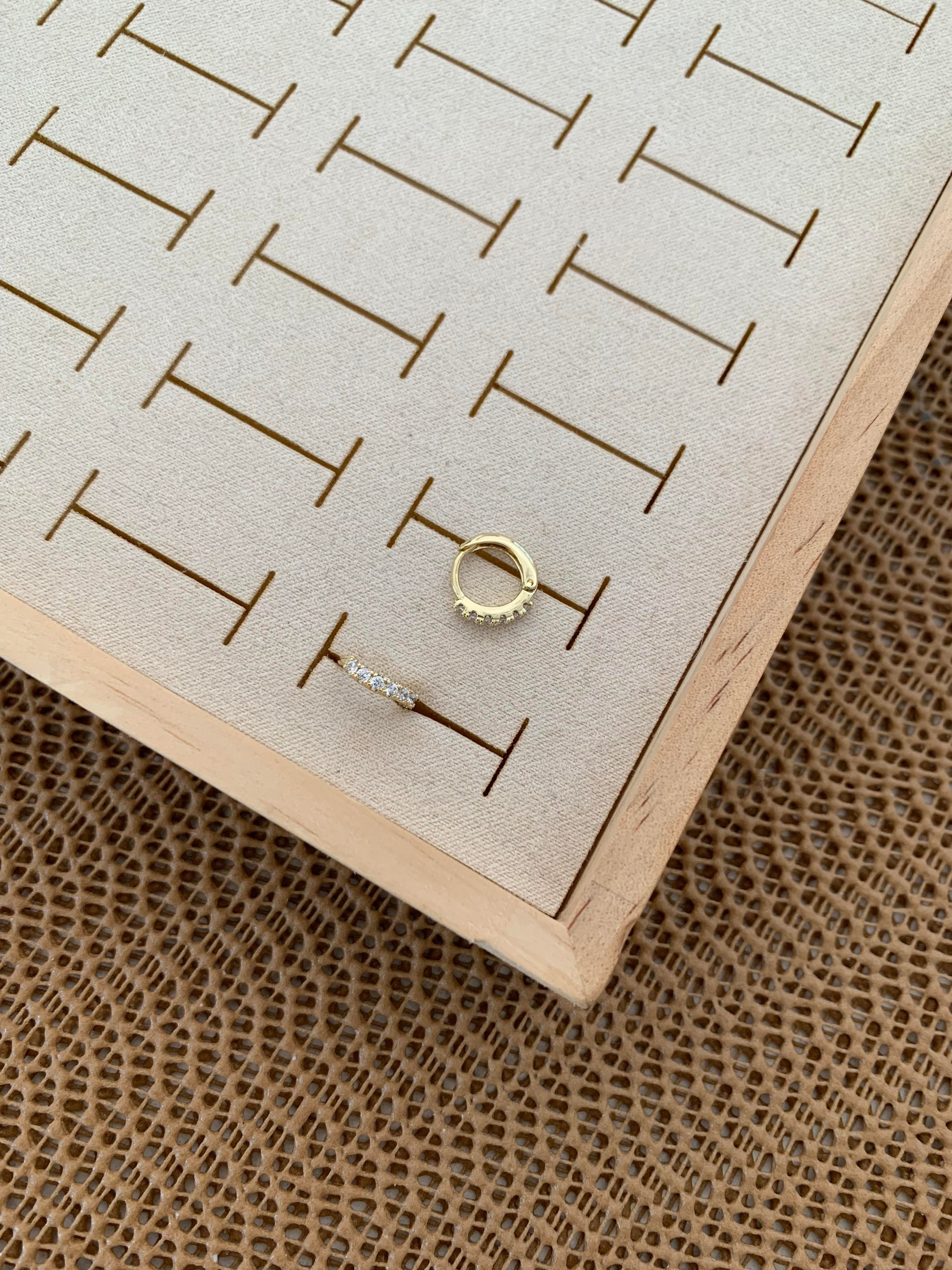 Vip Gold Zirkon Taşlı Mini Halka Küpe