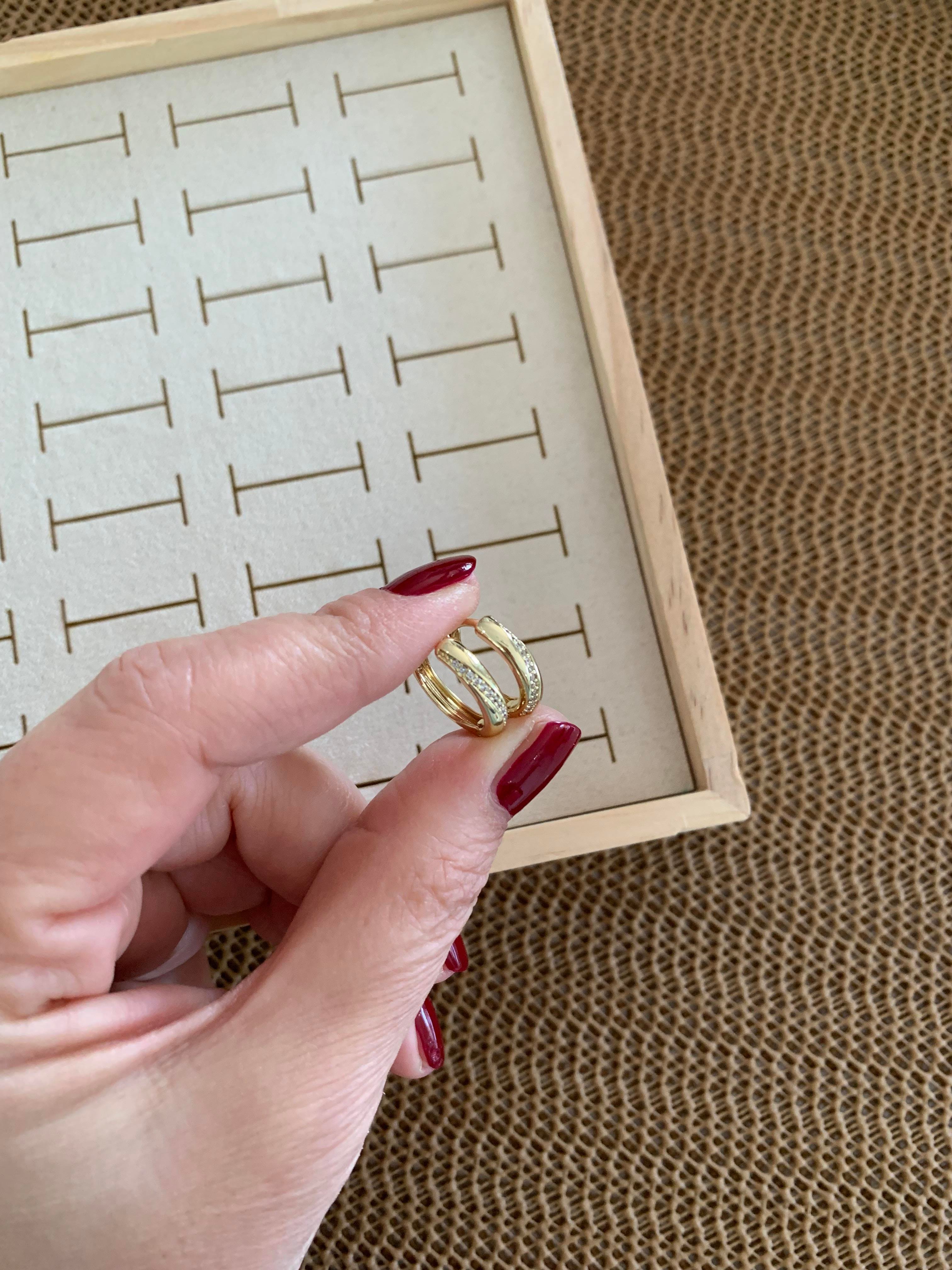 Vip Gold Zirkon Taşlı Su Yolu Halka Küpe