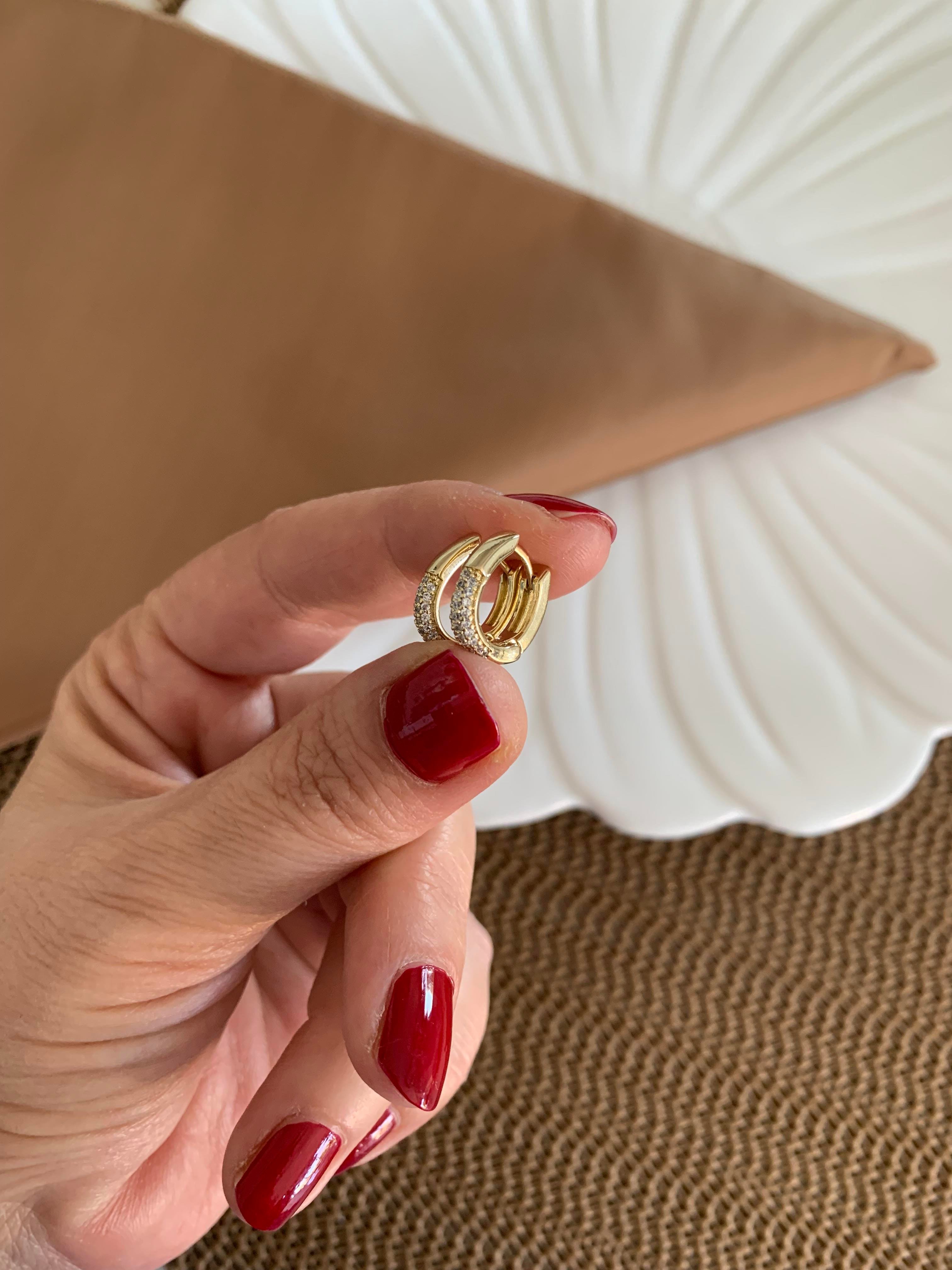 Vip Gold Zirkon Taşlı U Küpe