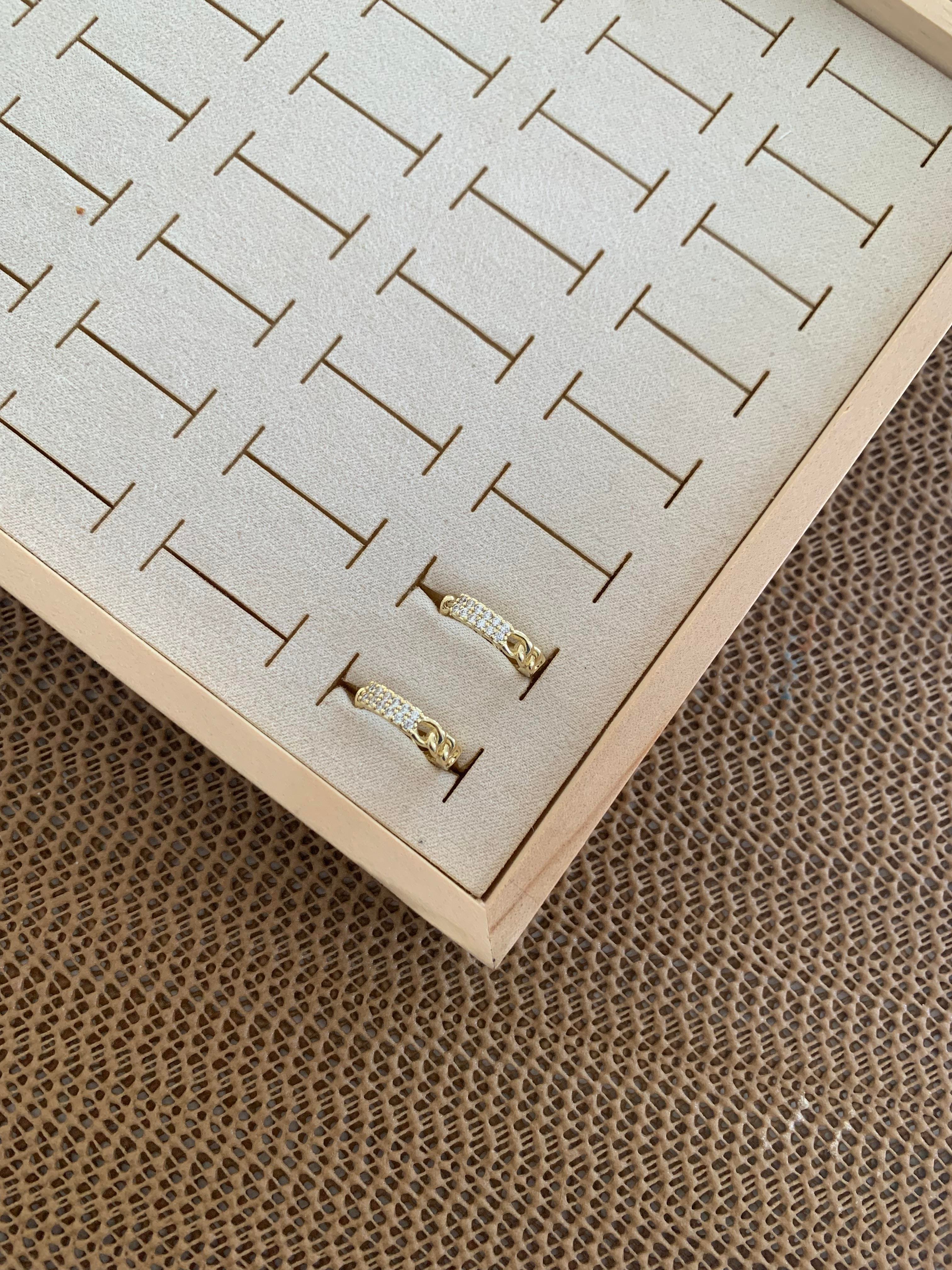 Vip Gold Zirkon Taşlı Zincir Halka Küpe